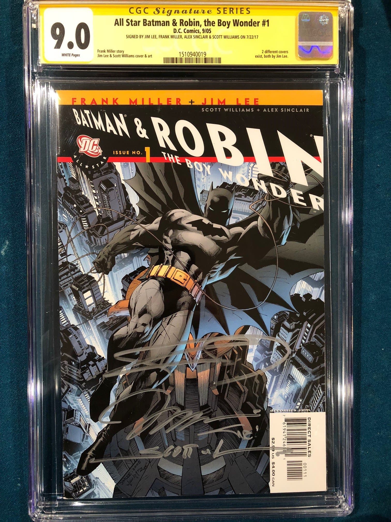 FRANK MILLER & JIM LEE 4X ENTIRE TEAM SIGNED All Star Batman & Robin #1 CGC 9.0