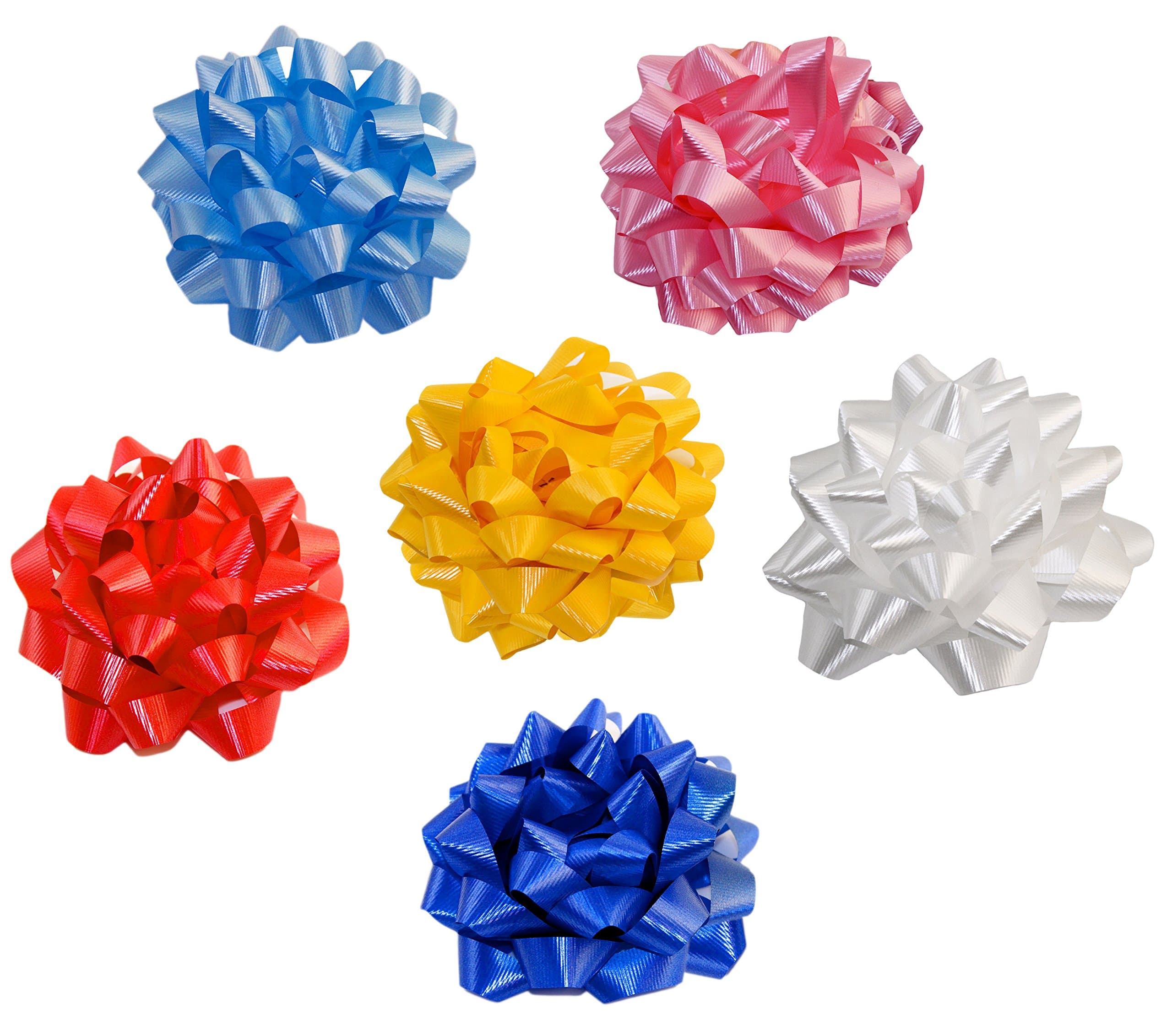 Pack of 6 Self Adhesive Extra Large Confetti Gift Bows in Assorted Colors