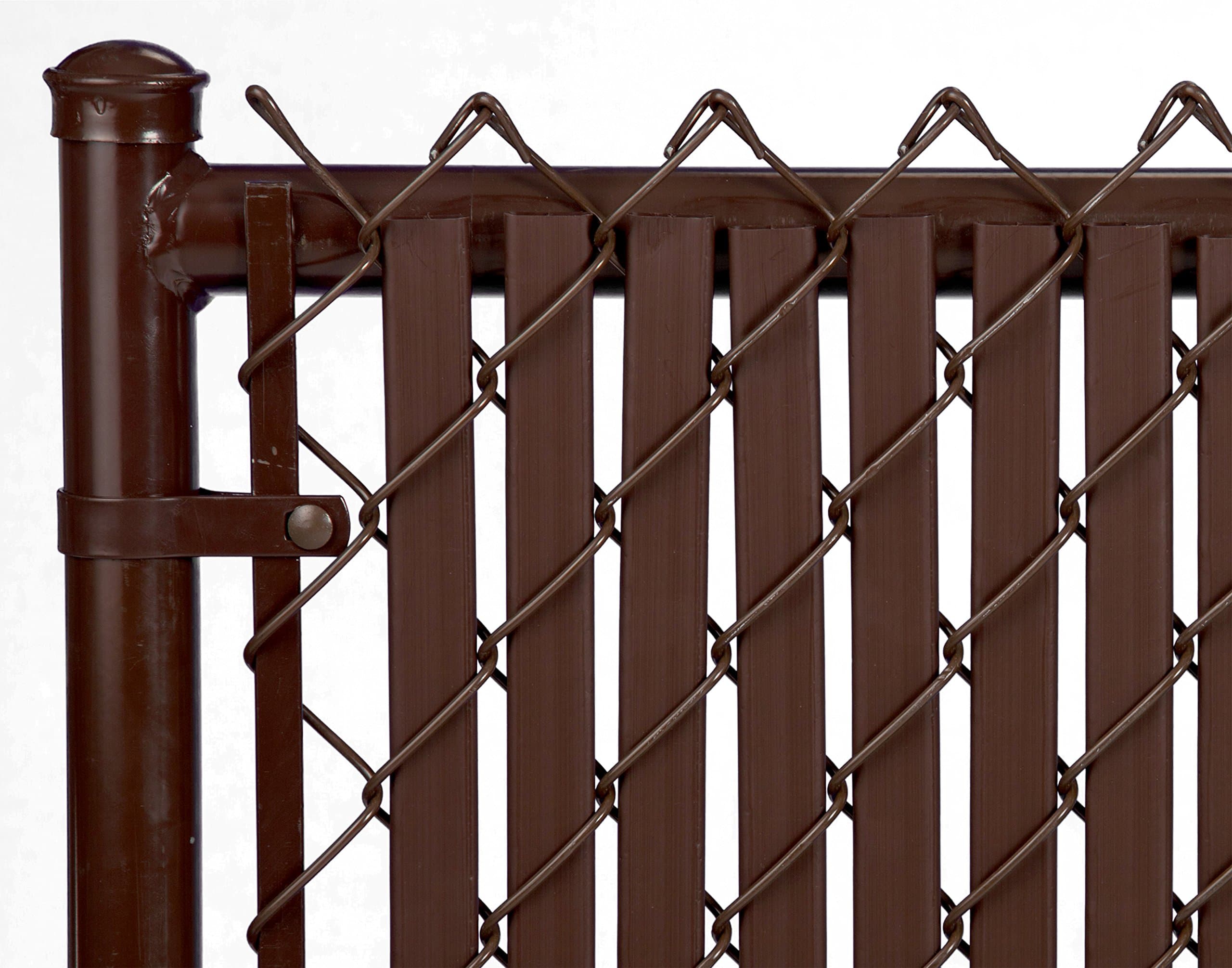 Made in America Privacy Inserts for Chain-Link Fence, Double-Wall Vertical Bottom-Locking Slats for 8' Fence Height (Brown)