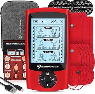 - TENS Unit Muscle Stimulator, EMS Massager Machine for Shoulder, Neck, Sciatica and Back Pain Relief, Electronic Pulse Massage Physical Therapy, Red