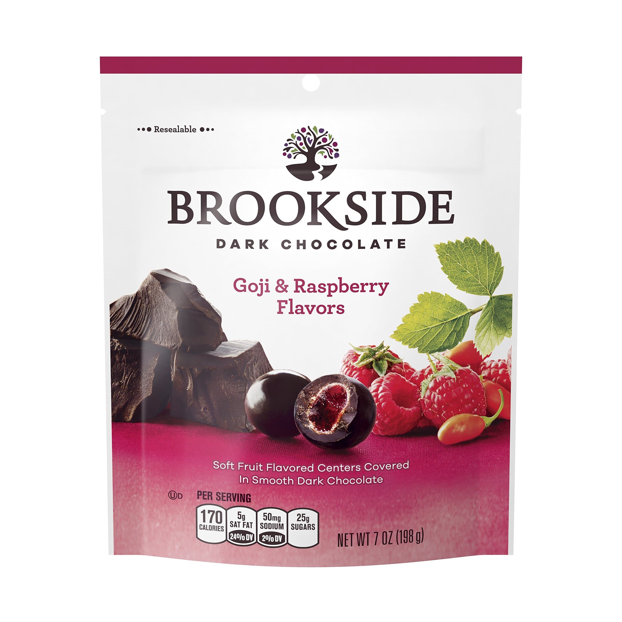 Brookside Dark Chocolate Covered Goji and Raspberries, 7-Ounce (Pack of 4) by Brookside [Foods]