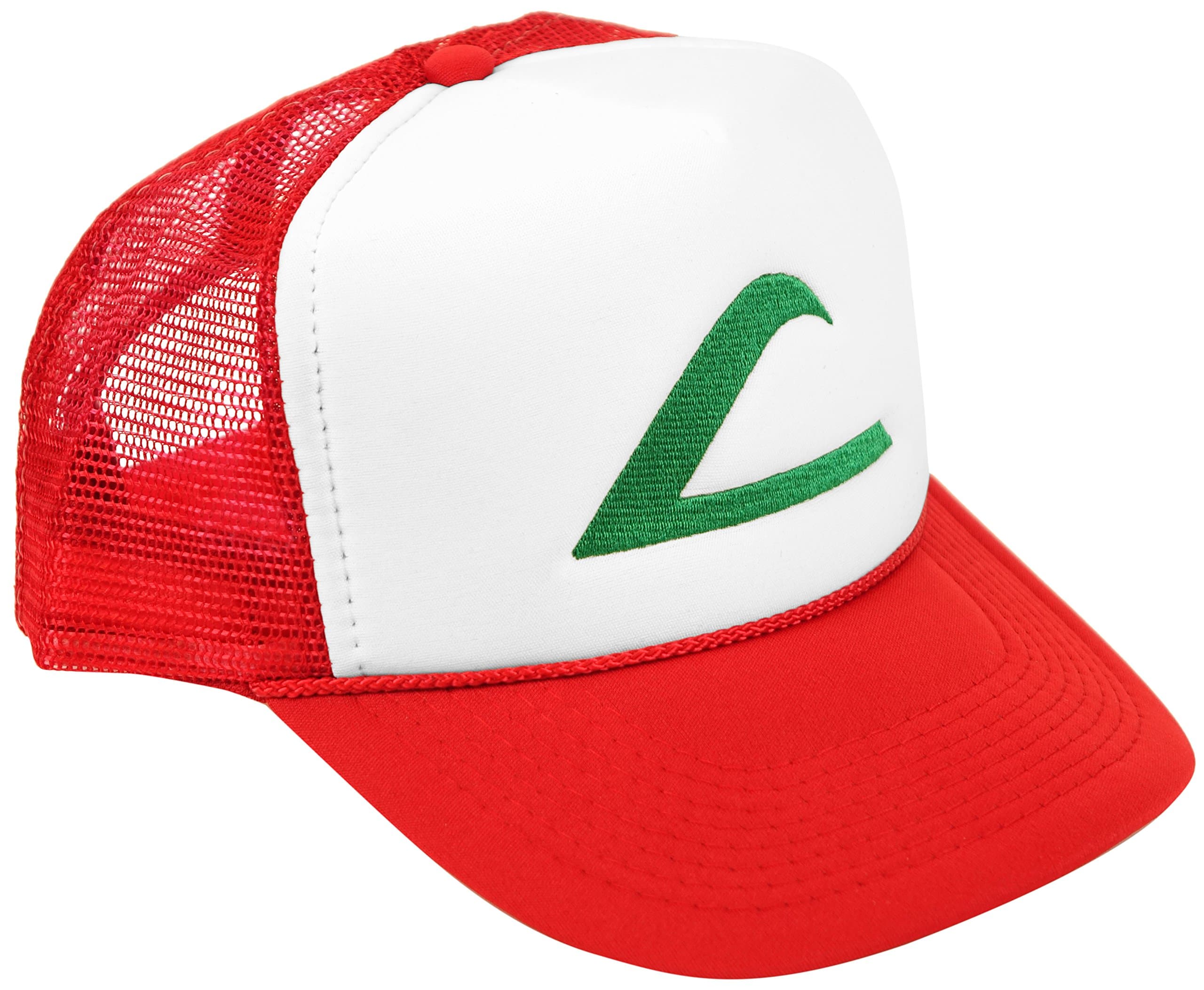 Ash Ketchum Cosplay Hat Mesh Cap w/Plastic Snap Closure - Adult Size
