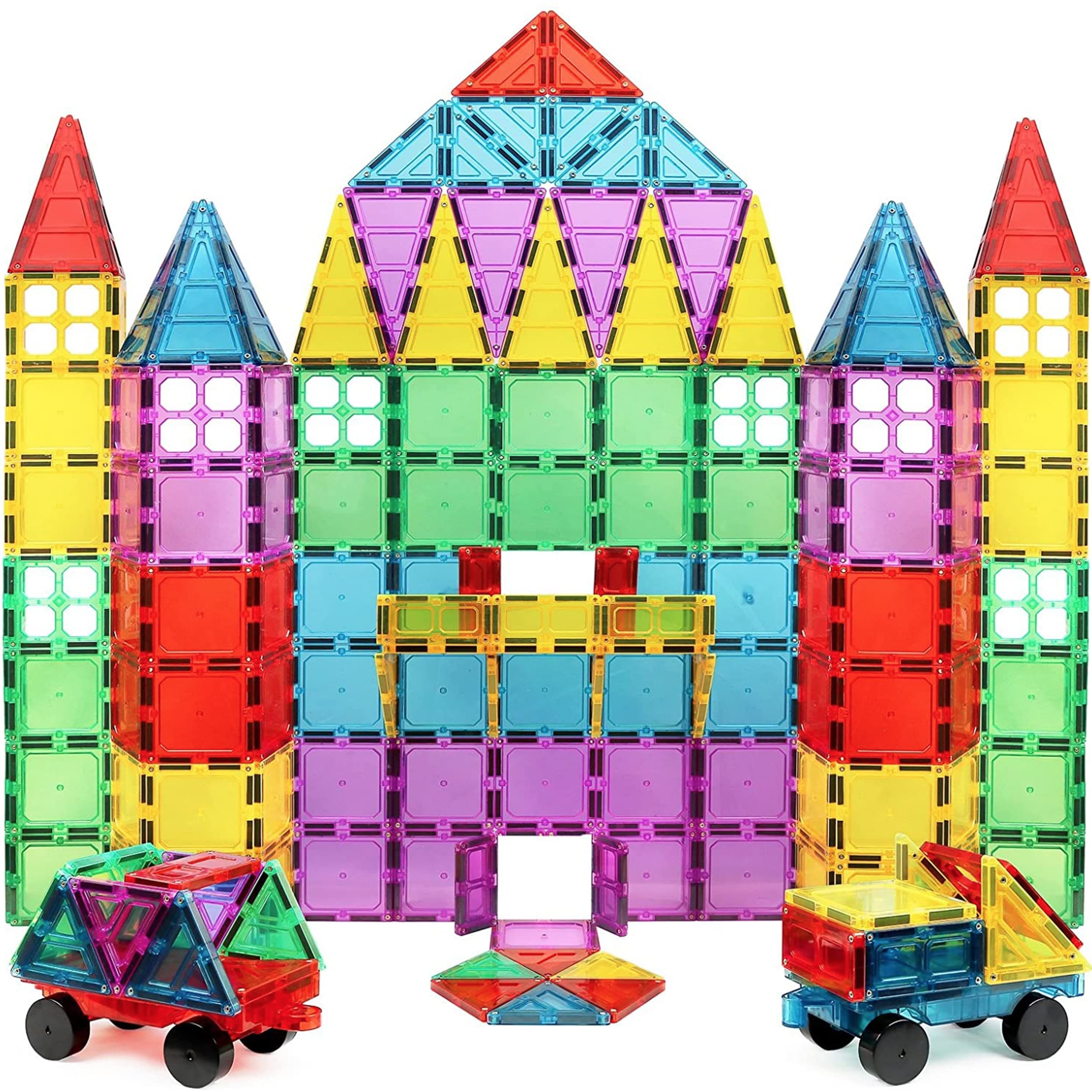 Deluxe 100 Piece Colorful Magnetic Tile Play Set Building Kit