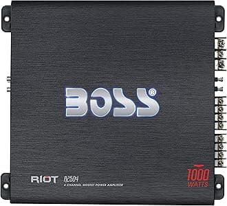 R2504 - Riot 1000 Watt, 4 Channel, 2 4 Ohm Stable Class AB, Full Range, Bridgeable, Mosfet Car Amplifier with Remote Subwoofer Control