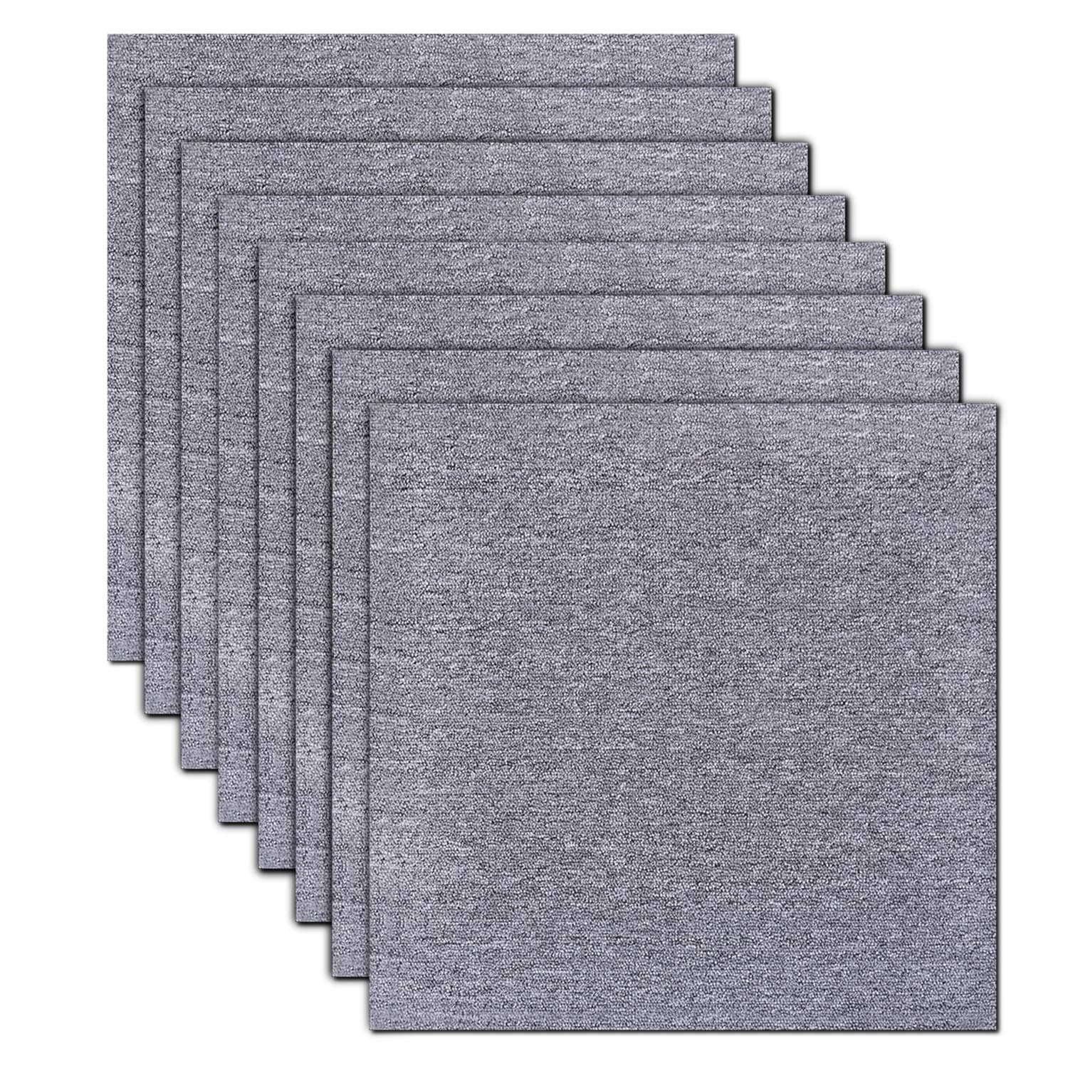 JUMEIYP Self Adhesive Carpet Tiles Residential and Commercial 1.64x1.64 ft – 21.52 Square Feet Per Carton (Gray, 8pcs)