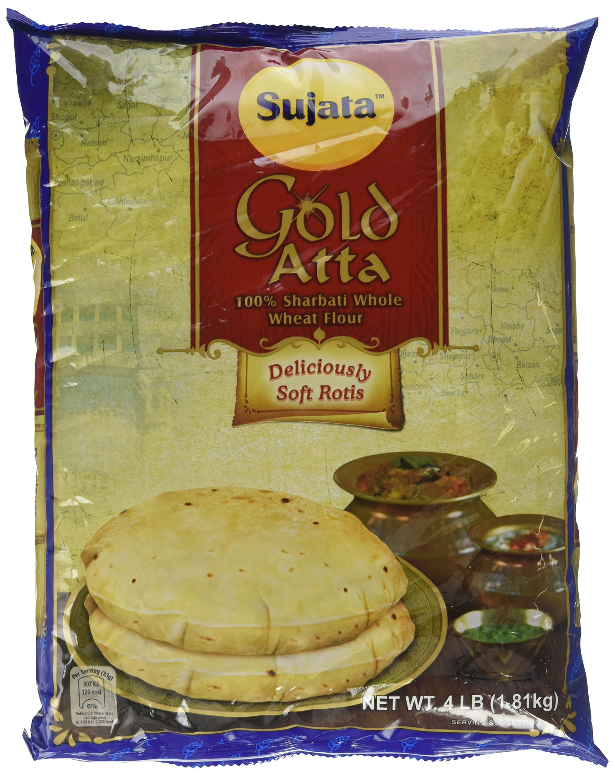 Sujata GOLD Atta - 100% Sharbati Whole Wheat Flour 4lb