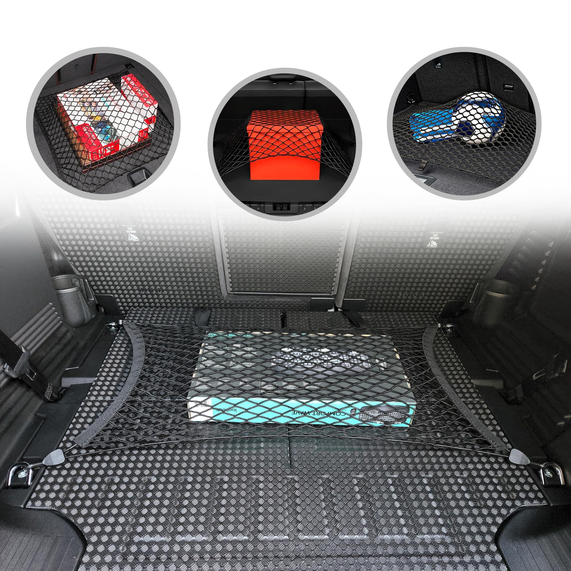 Floor Style Automotive Elastic Trunk Mesh Cargo Net for Land Rover Defender 2020-2022- Premium Trunk Organizers and Storage - Luggage Net for SUV - Best Car Organizer for Land Rover Defender