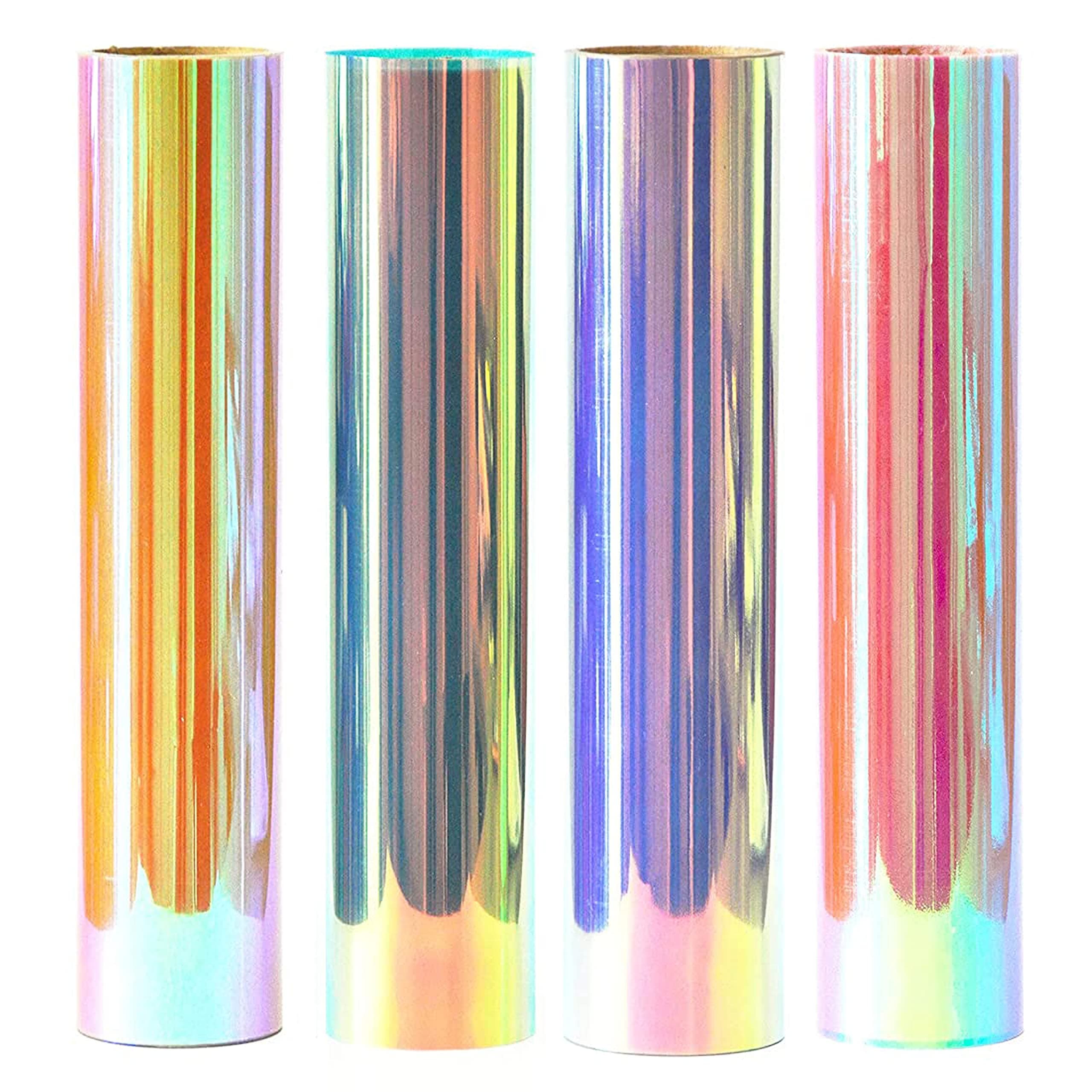 Holographic Glitter Opal Iron on Vinyl Holographic Heat Transfer Vinyl Rainbow Vinyl Glitter HTV Metallic HTV Sheets Bling Bundle 4 Chameleon Iridescent 12" x 10" for Cricut Silhouette