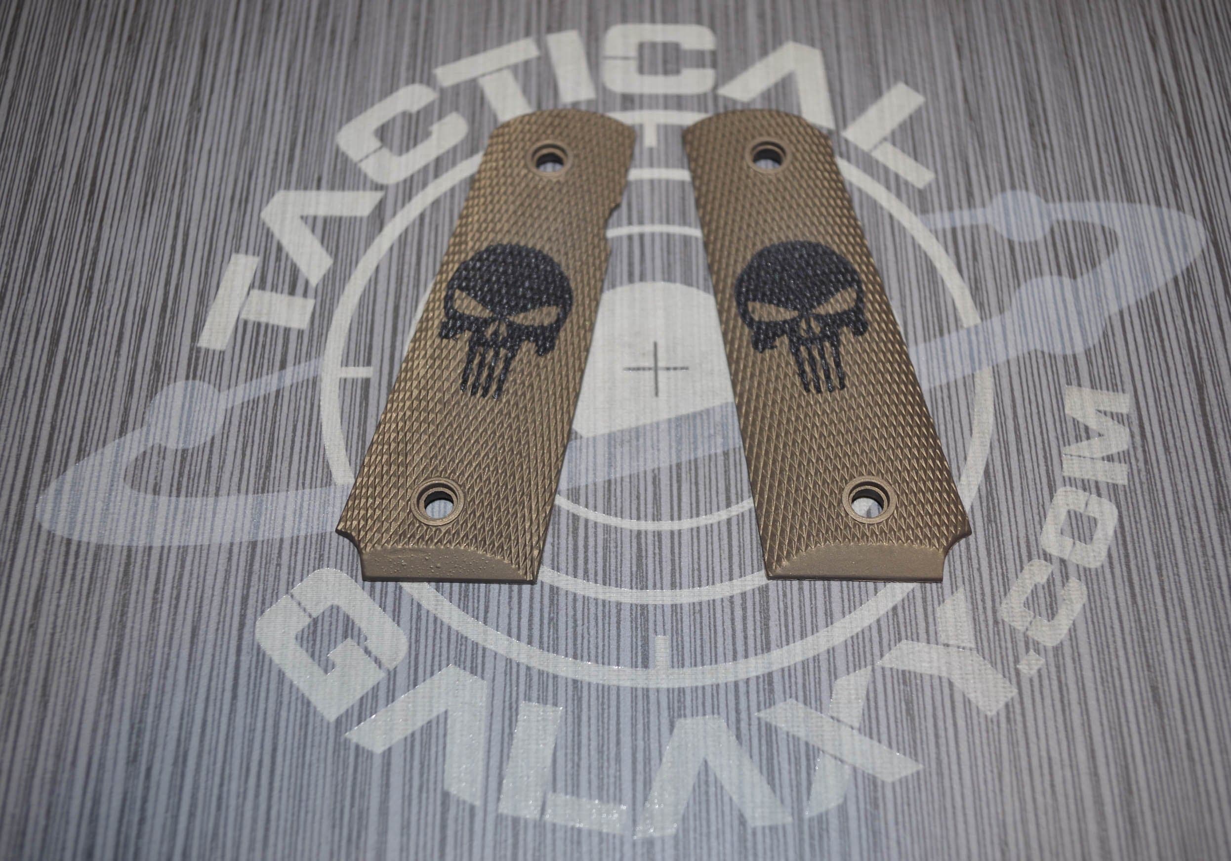 Tactical Galaxy Punisher 1911 Grips Cerakote Color - Laser Engraved Images