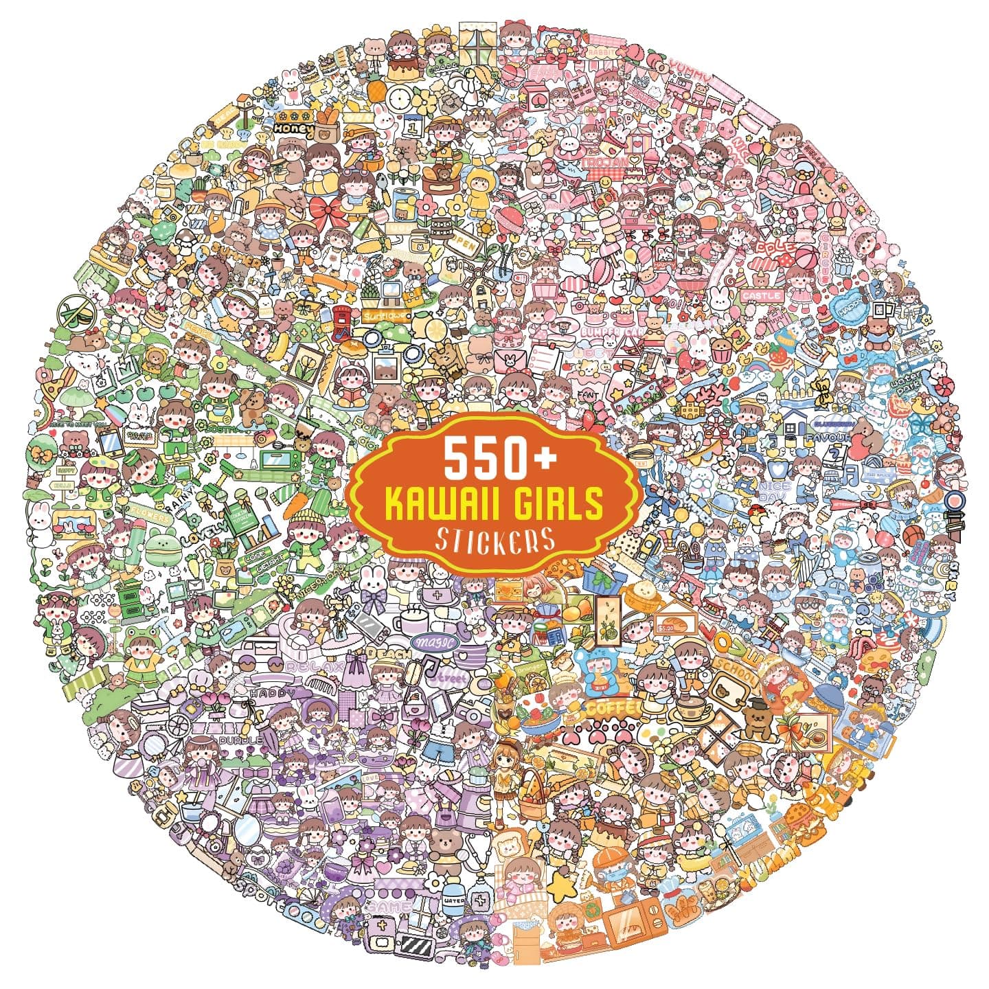 - 550 Vibrant Kawaii Girls Journal Stickers, 6 Colour Designs and Patterns Vintage Retro Stickers for Journal, Scrapbooking, Projects Multicolour