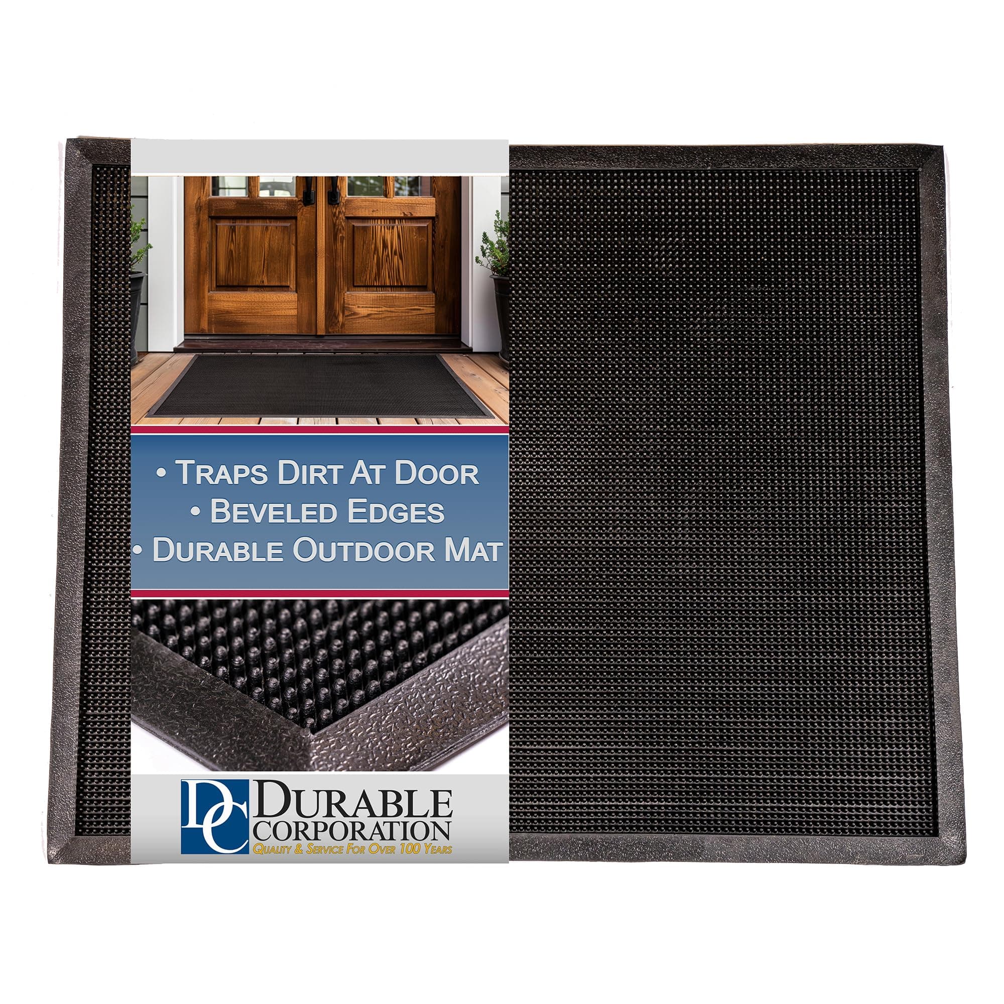 396S2432 Heavy Duty Rubber Fingertip Outdoor Entrance Mat, 24" x 32", Black