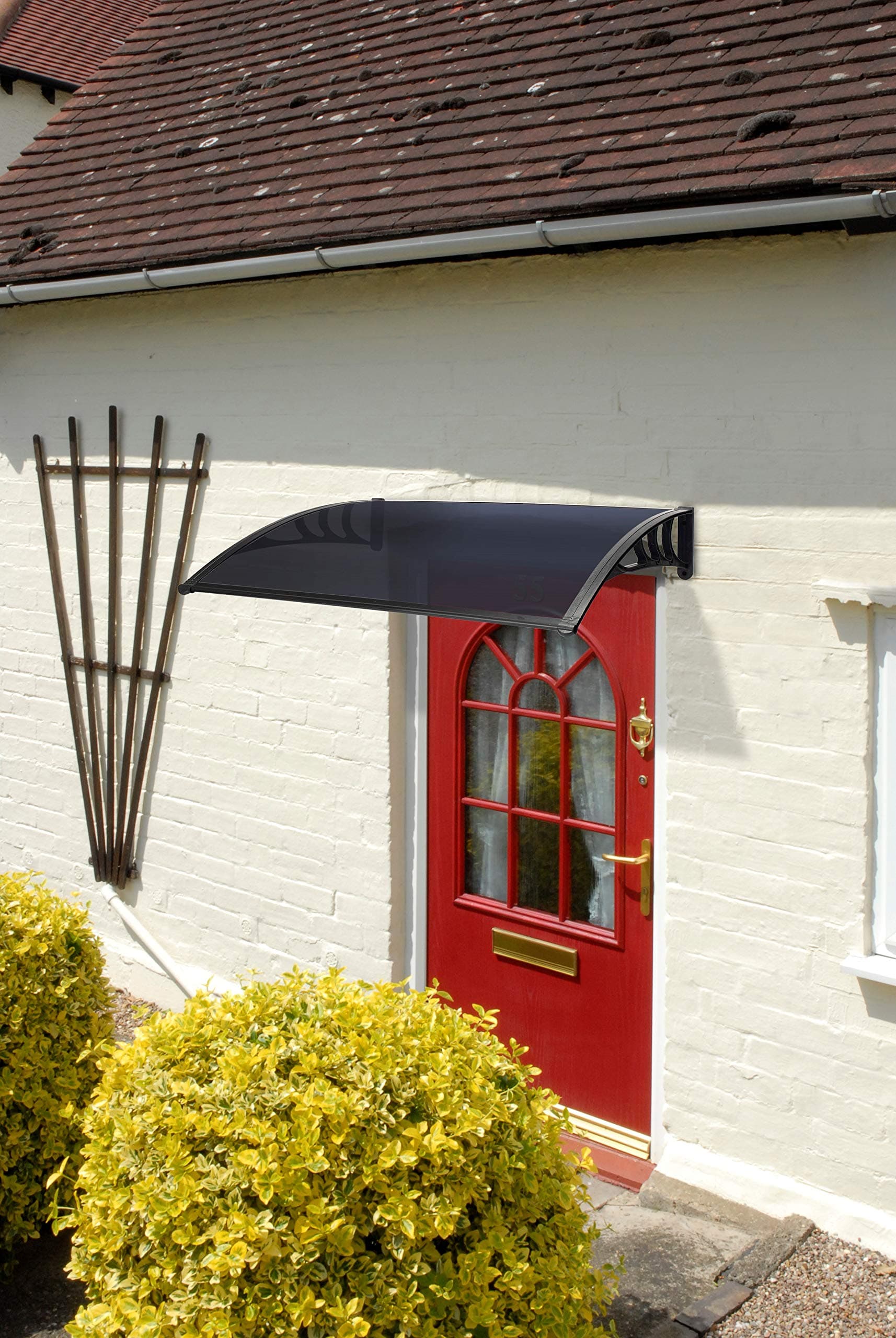 Greenhurst 1128 Black Easy Fit 1.2m Tinted Door Canopy, 120x80x0.3 cm