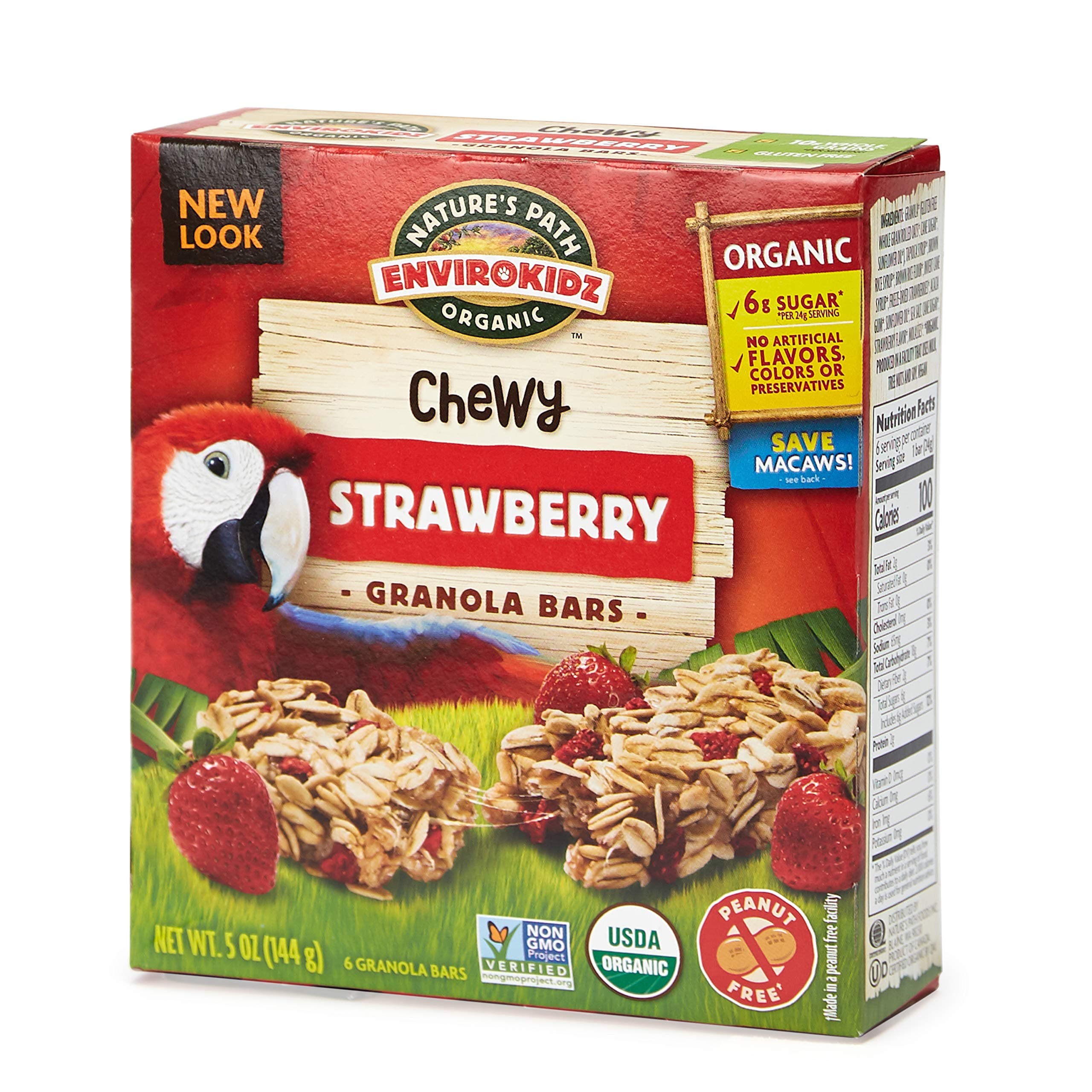 Nature’s Path EnviroKidz Strawberry Chewy Granola Bars, Healthy, Organic, Gluten-Free, Peanut Free, 5 Ounce Box