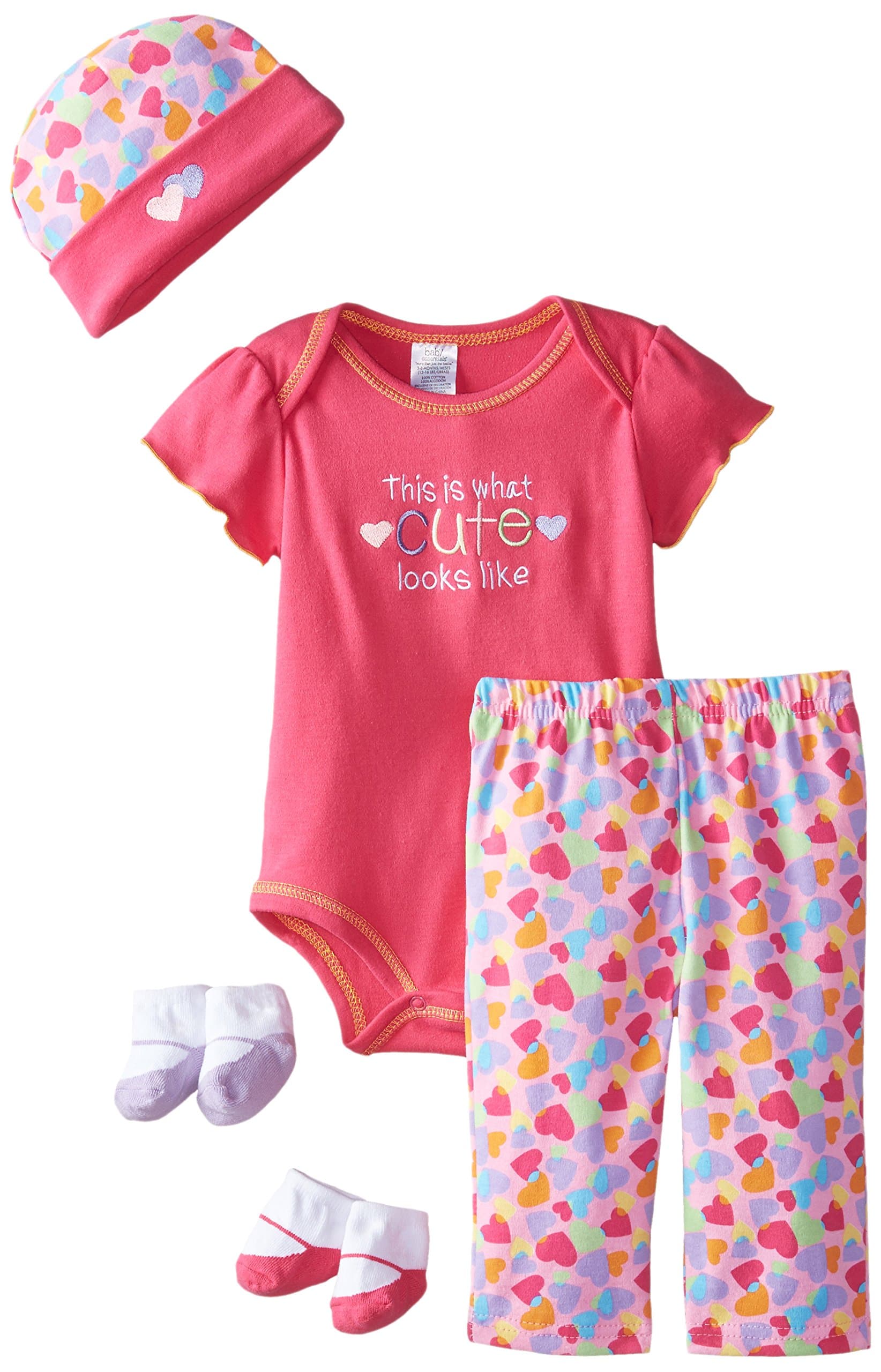 Baby Essentials Baby Girls' Newborn What Cute Looks Like 5 Piece Playwear Set