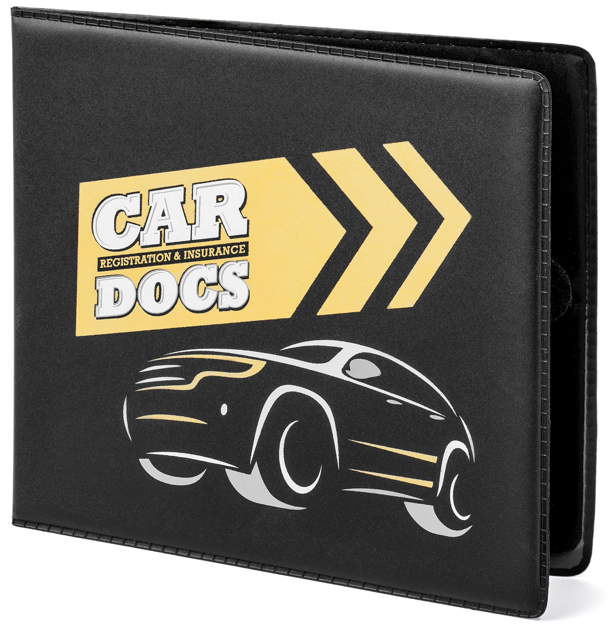 CAR DOCS Car Document HOLDER CASE 5" x 4.5" standard size, for Insurance, DMV, Registration, AAA, Auto Club, for Car Truck SUV, Motorcycle, safely store important documents in glove box