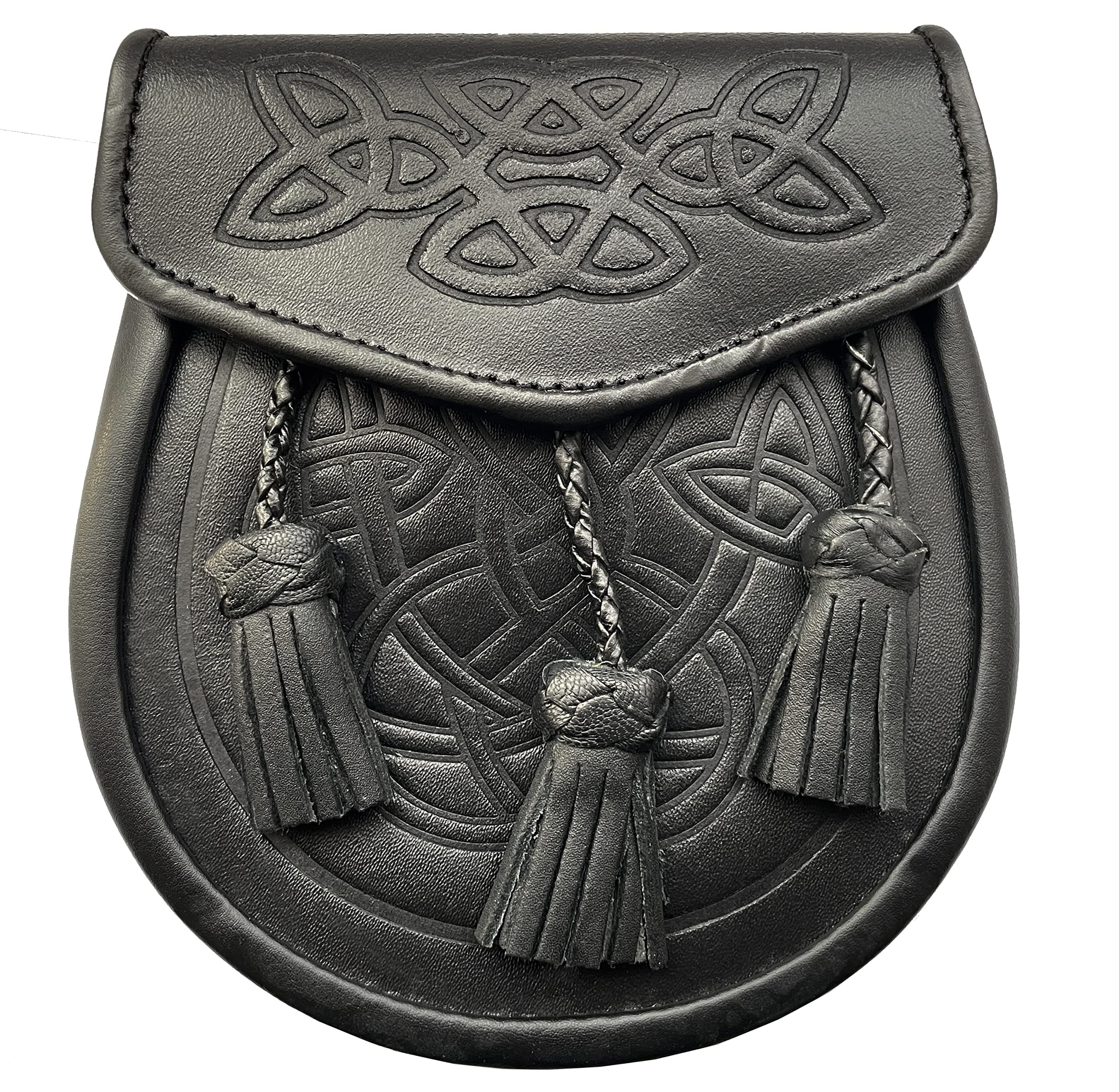 Hamilton KiltsScottish Leather sporran Highland Celtic wallet with tassles