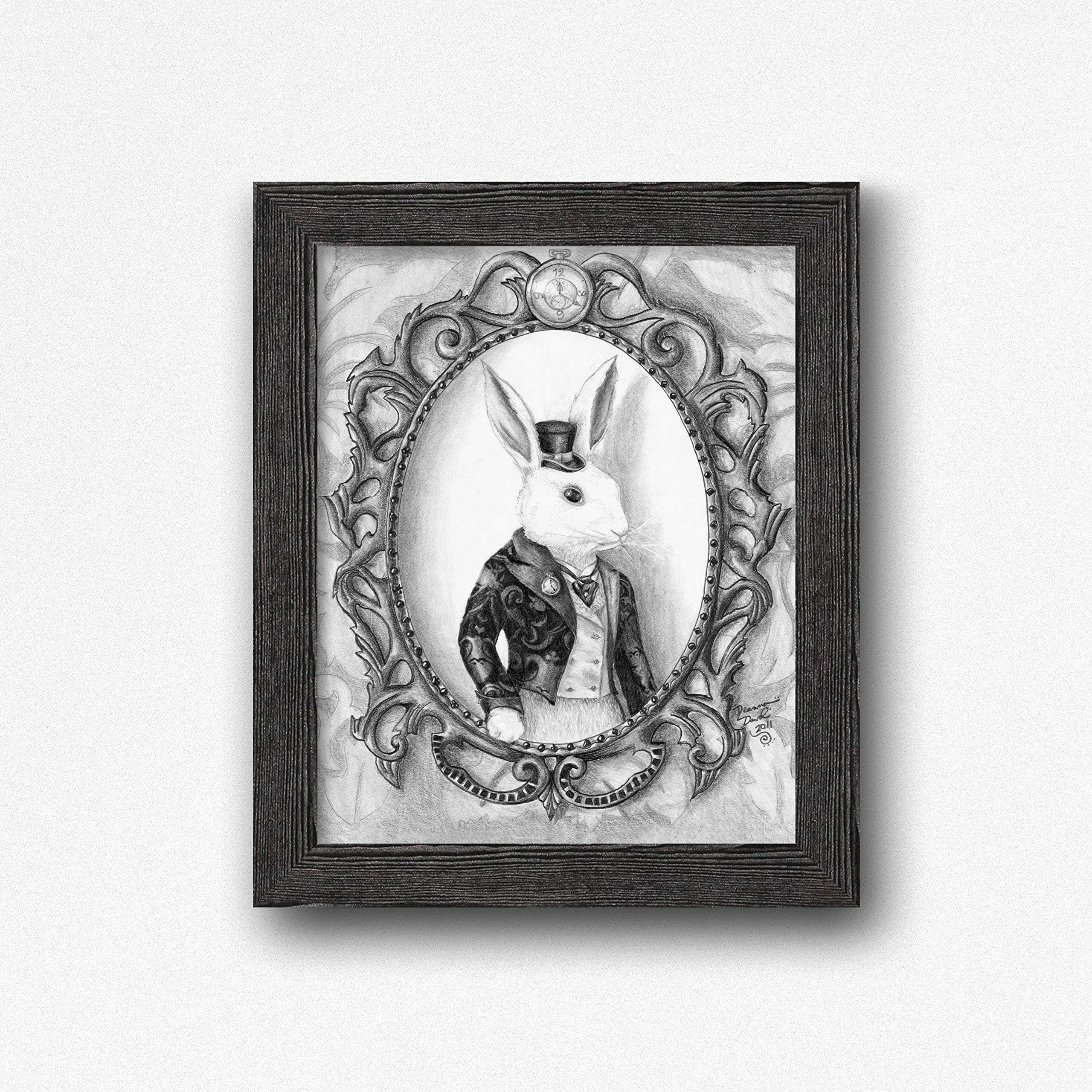 White Rabbit Art Print/Alice's Adventures in Wonderland Artwork/Bunny Lover Gifts/Wall Art Home Decor/Victorian Rabbit/Fairy Tale / 8x10, 11x14