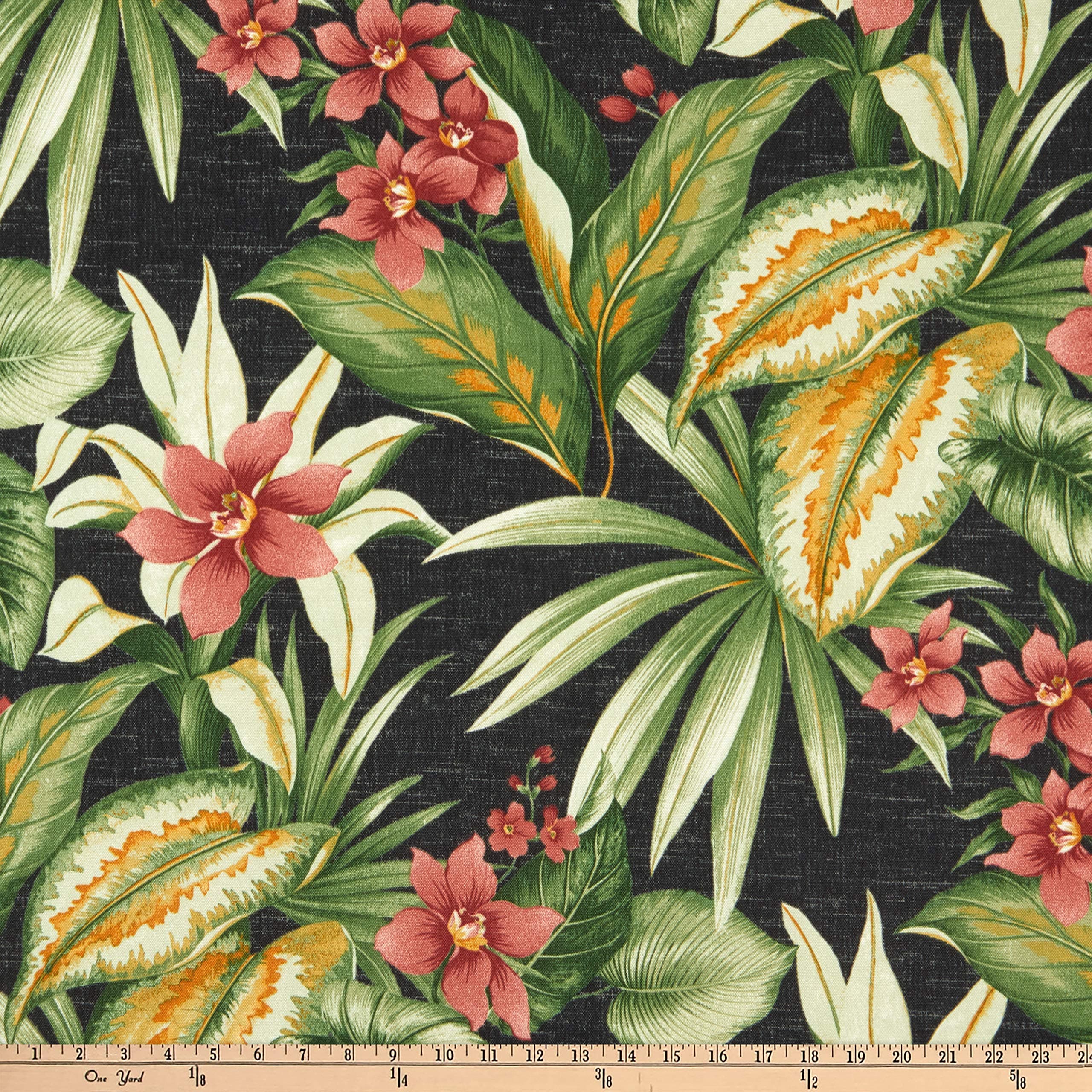 Richloom Solarium Outdoor Tahiti Noir, Fabric by the Yard