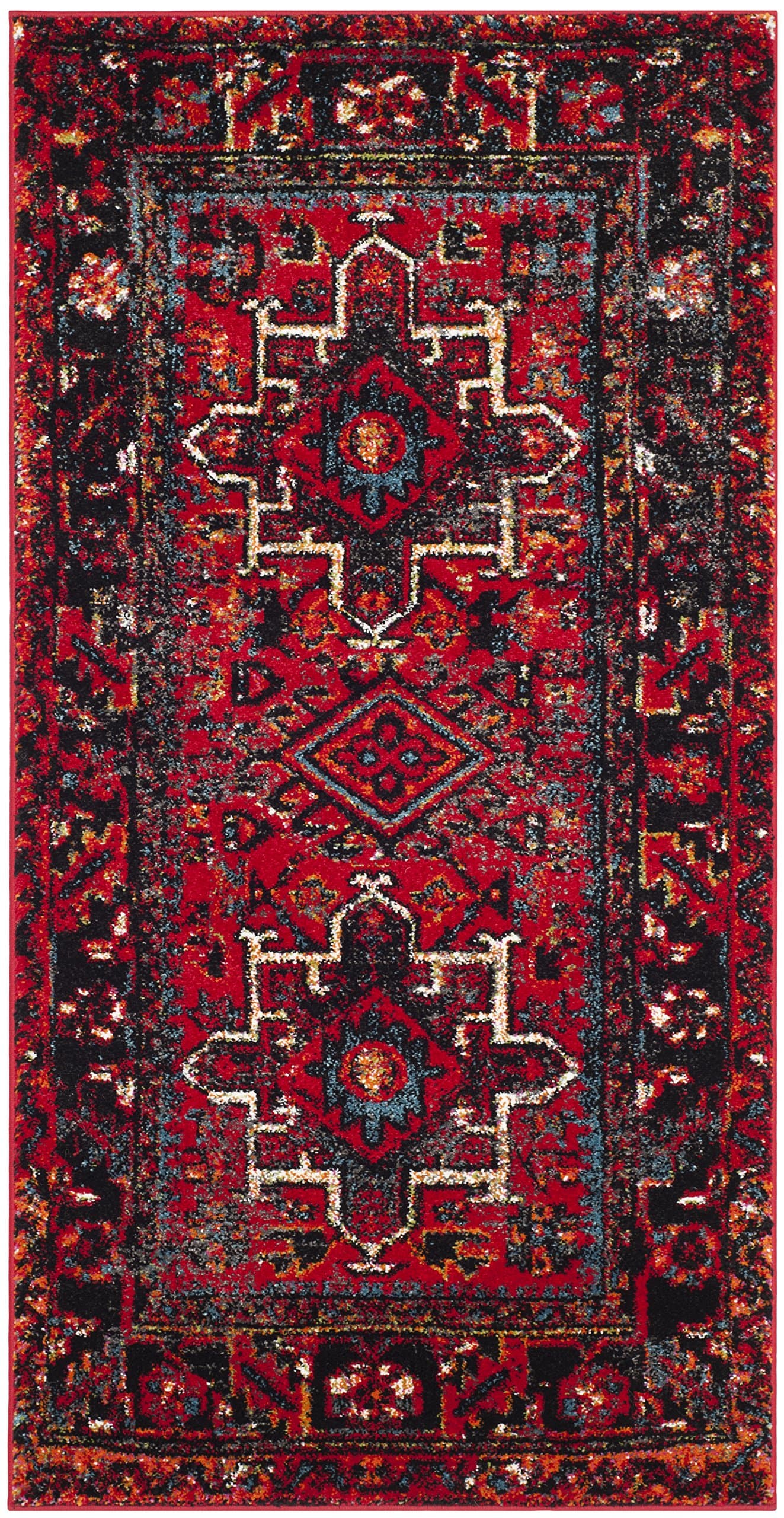 SAFAVIEH Vintage Hamadan Collection 2'7" x 5' Red/Multi VTH211A Oriental Traditional Persian Non Slip Living Room Bedroom Area Rug