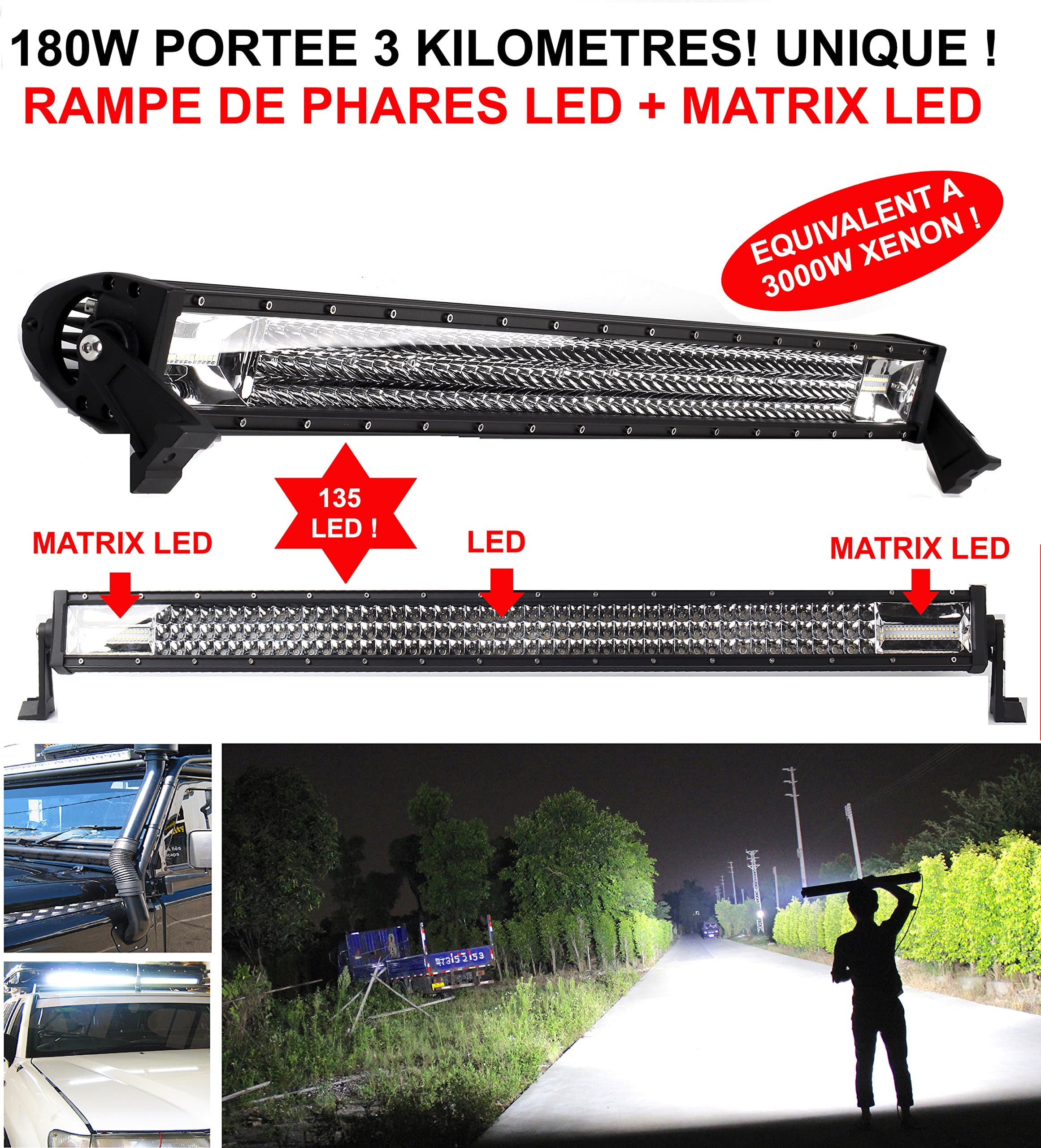 Exclusive. LED + Xenon LED Matrix 3000 W Power 180 W Equivalent Ramp. PORTEE 4 KM Waterproof Quality. Navy.