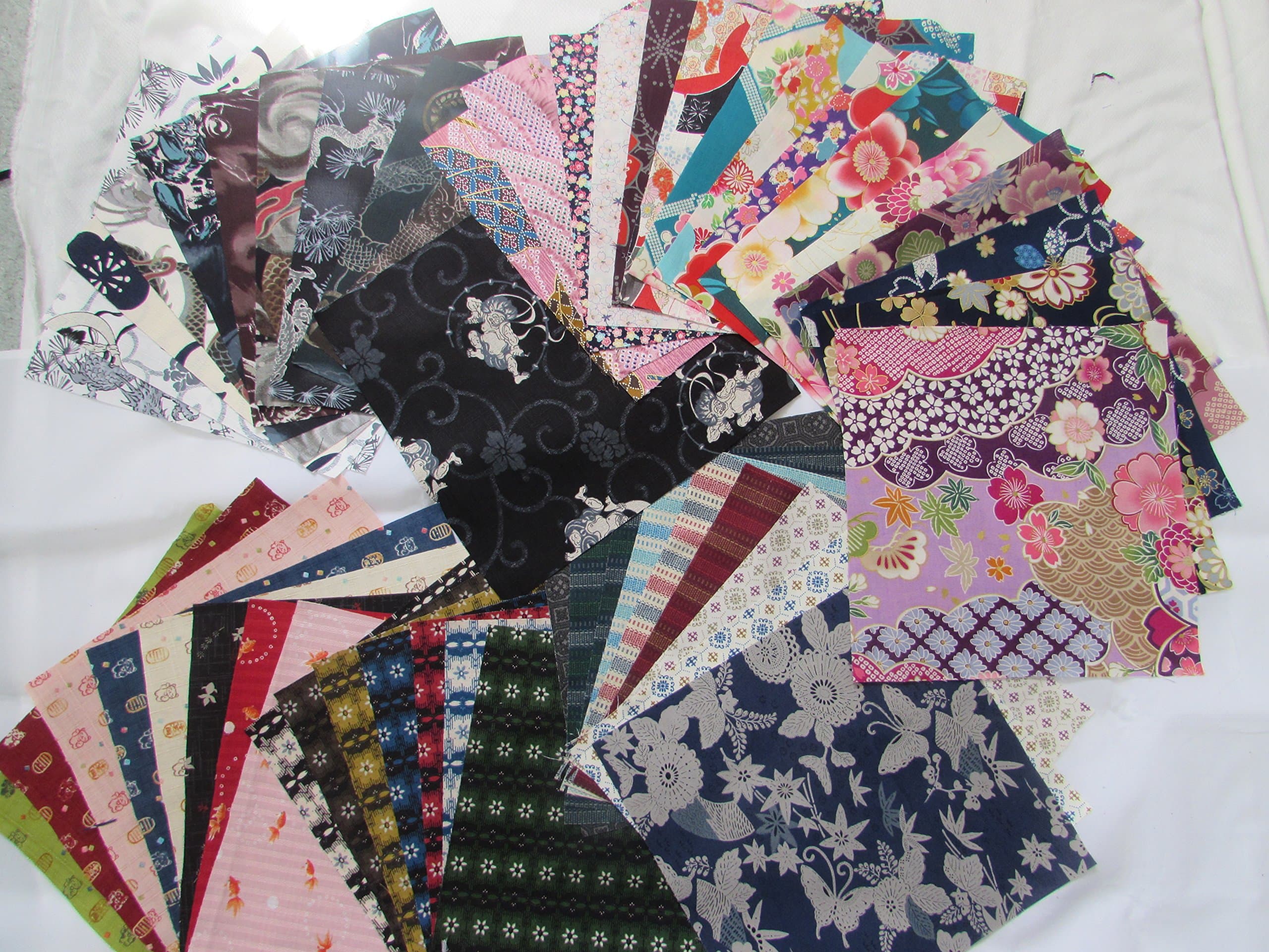DIY PRE-CUT 48 pieces (9.5 X 10.5) ASIAN JAPANESE ORIENTAL QUILT FABRIC
