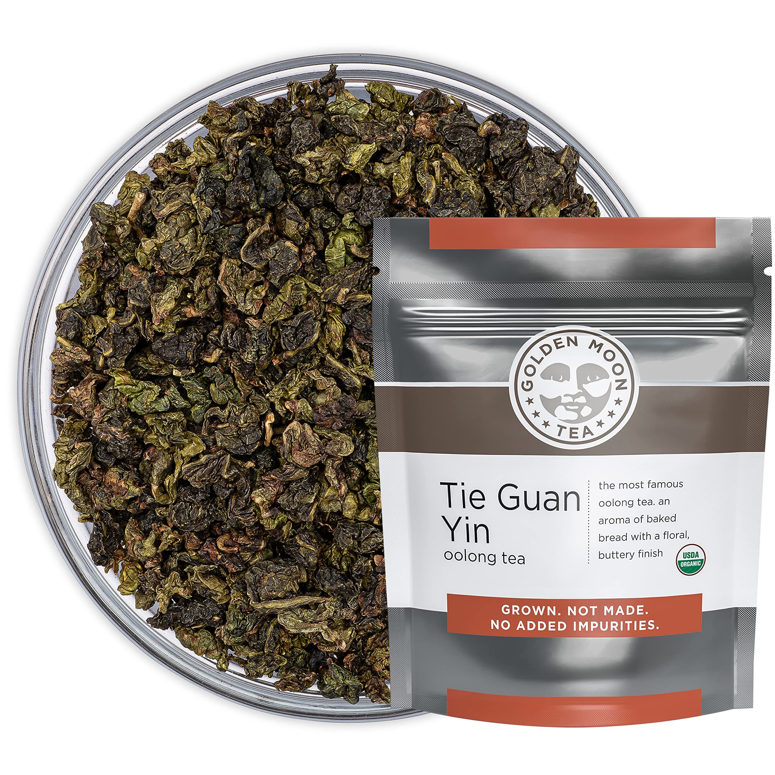 Golden Moon Tea Tie Guan Yin Oolong Tea - Organic Green Tea - Wulong Variety - Loose Leaf, Non-GMO - Half Pound (92 Servings)