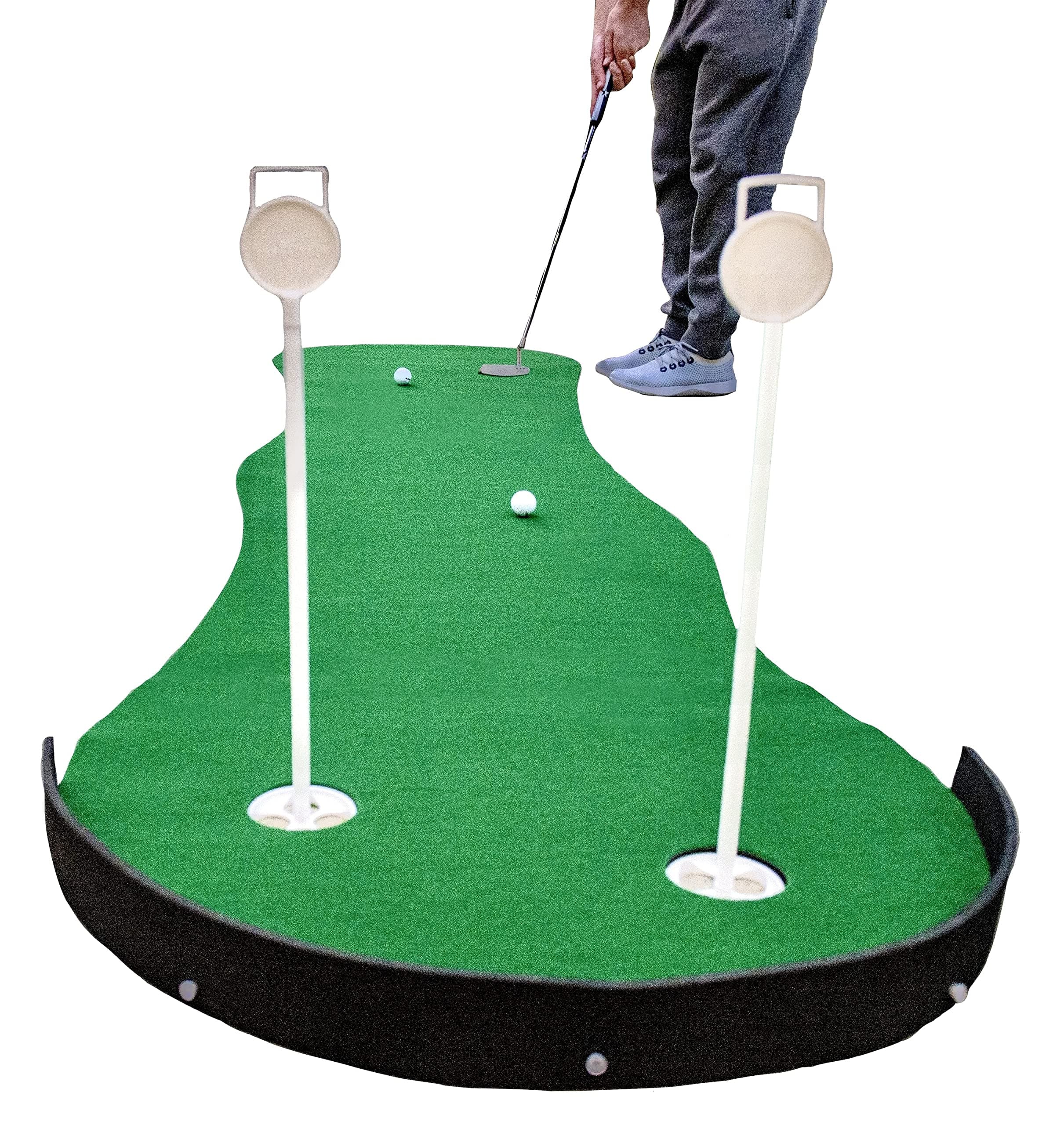 Indoor Putting Mat with Putt Alignment Training Aid, Golf Putting Green with Silicone Cup and Targets, Putting Matt for Indoors