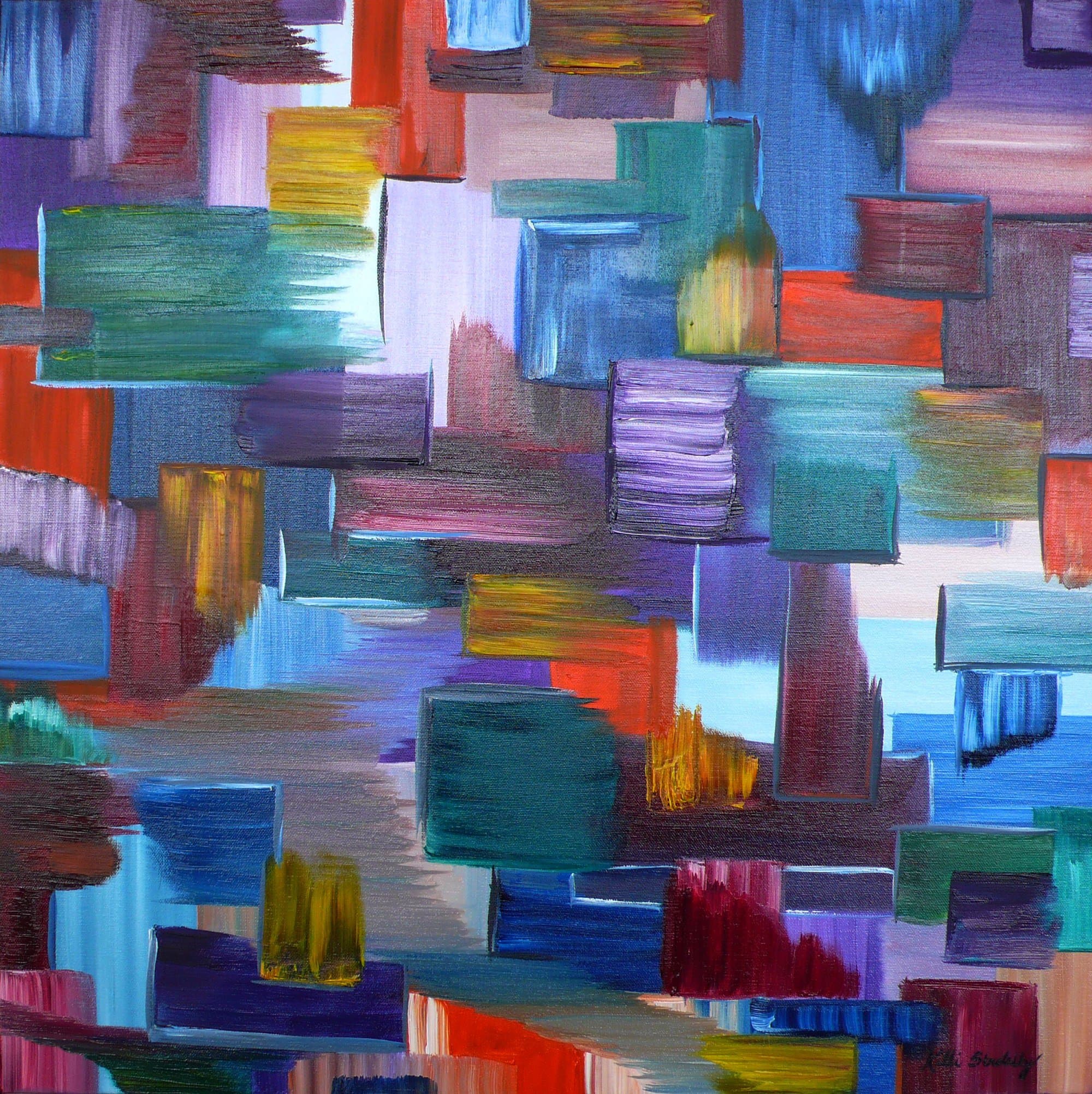 Kelli Stretesky Original Oil Painting on canvas, Thoughts VI, 24″ x 24″ x 1.5″ inches (2 x 2 feet)