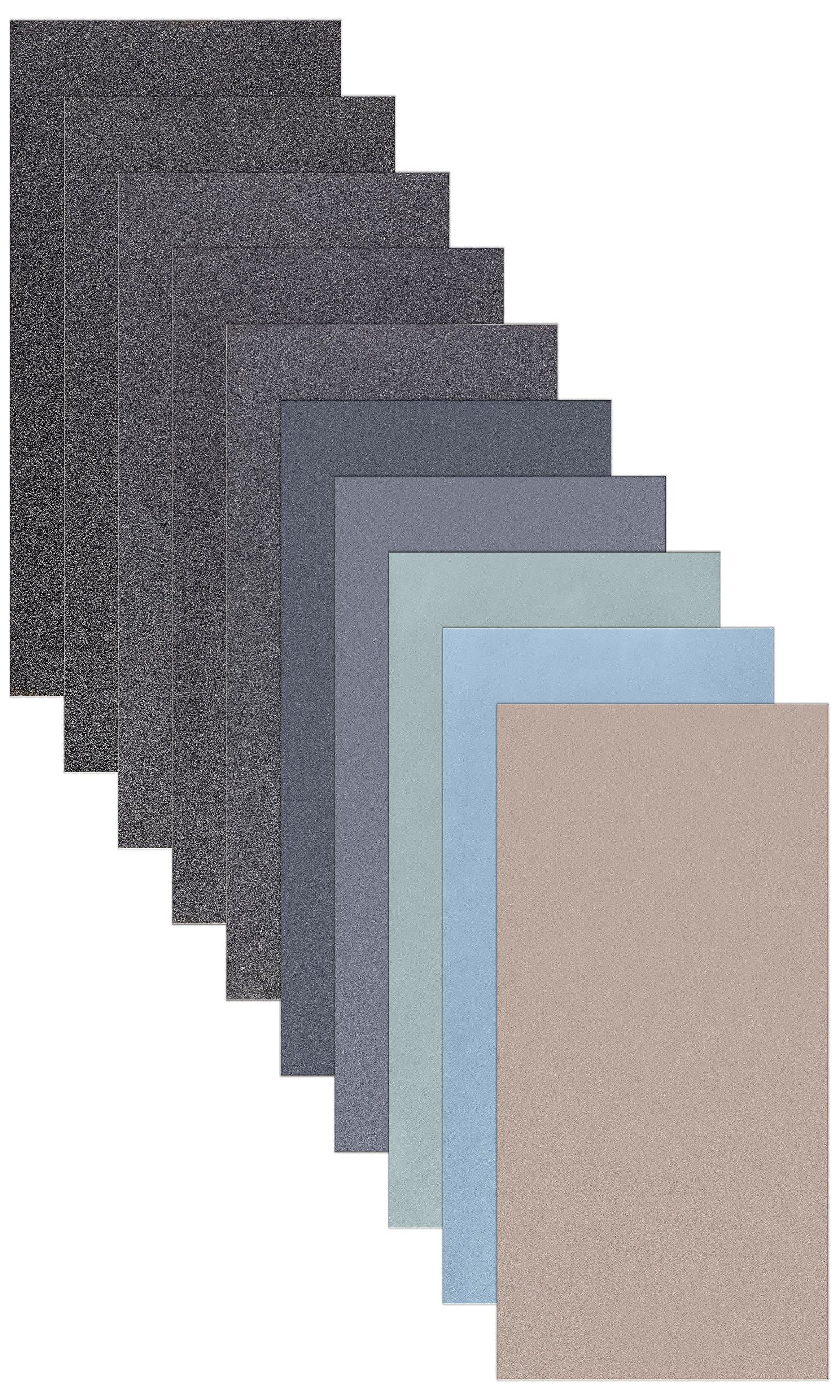 10 Assorted Sheets of Sandpaper 210 x 110 mm, Wet and Dry Sandpaper, P5000´P3000 P2000 P1000 P800