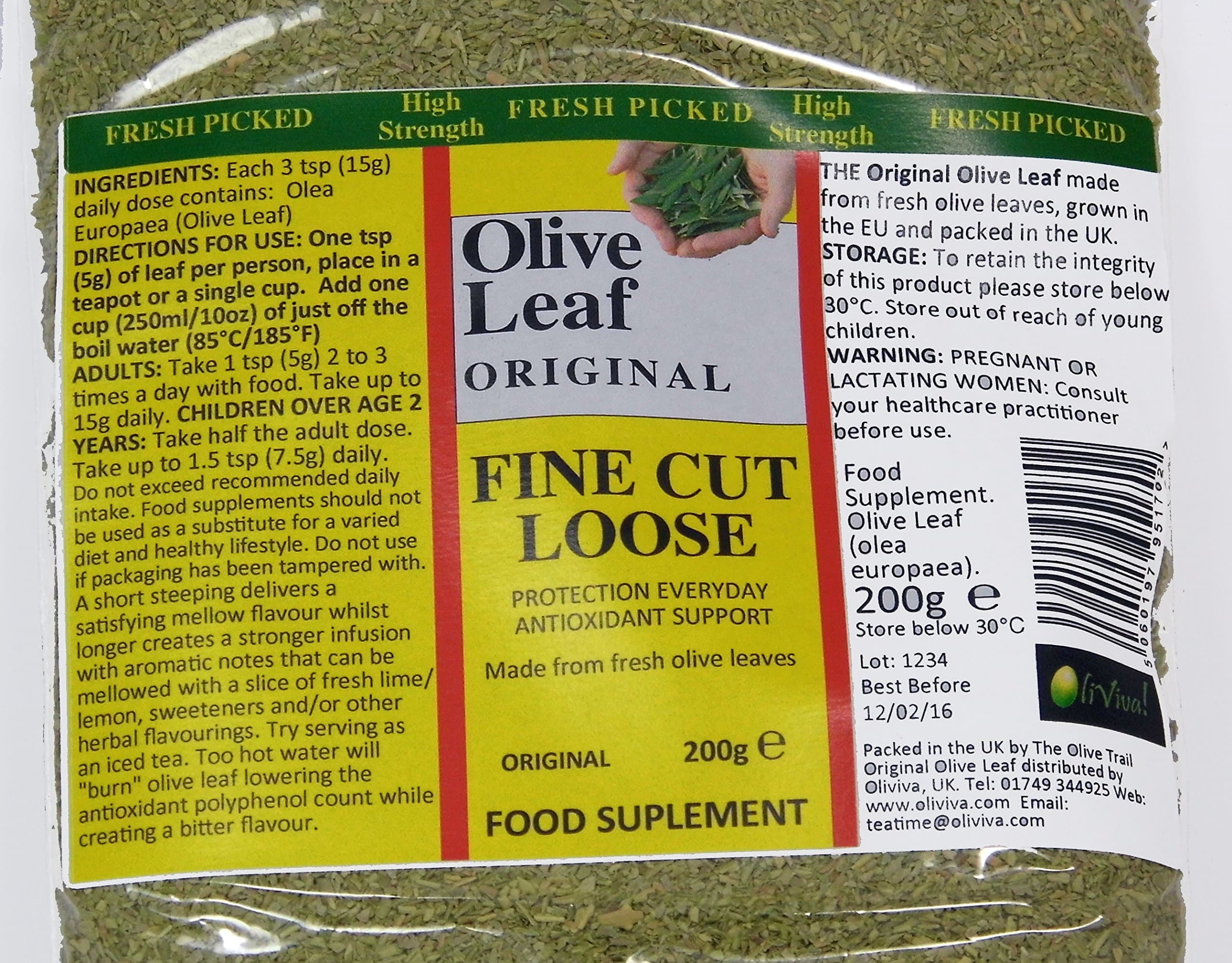 Olive Leaf Loose Tea 200g | Fine Cut Leaf | Caffeine & Tannin Free