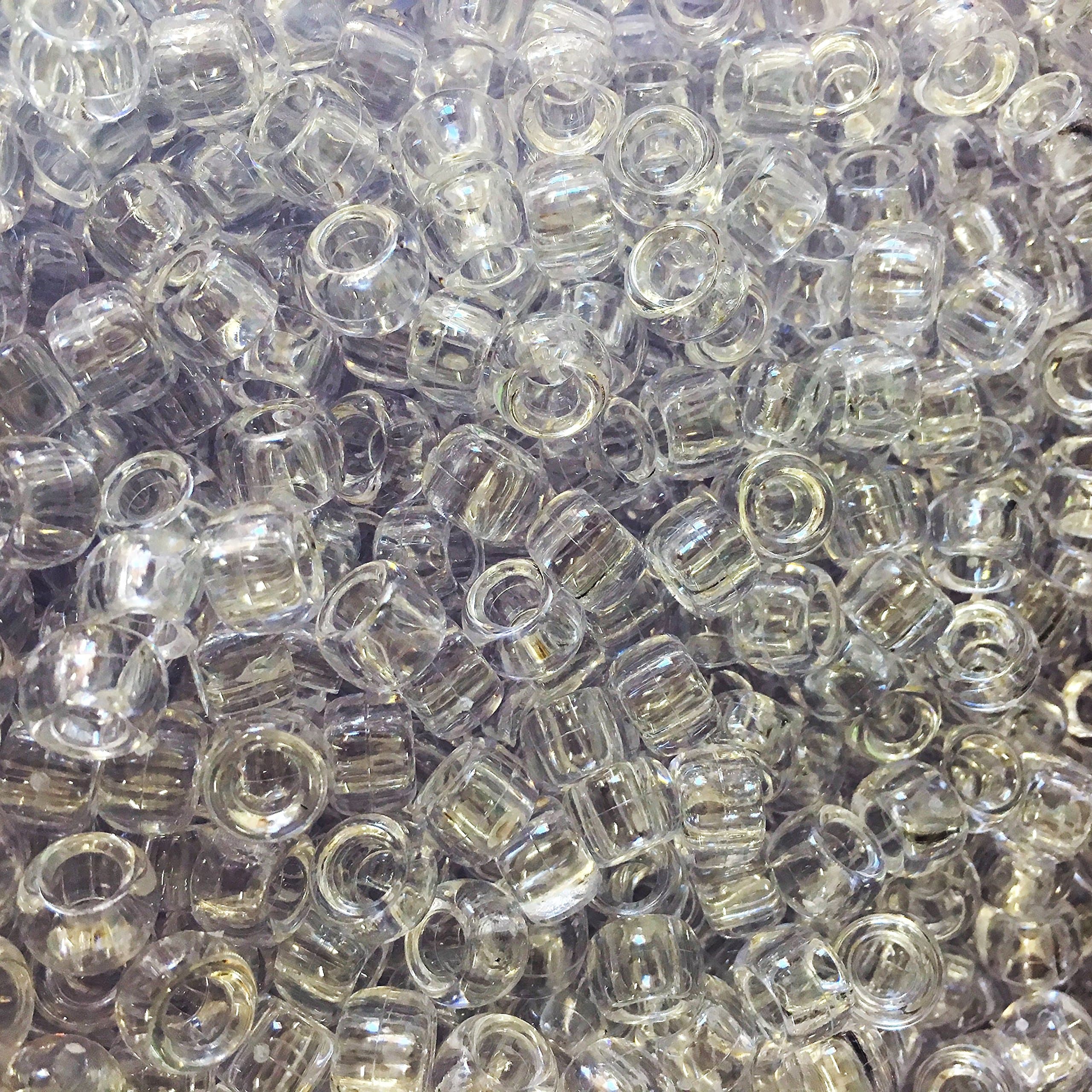 100 Clear Crystal Transparent 9x6mm Pony Craft Beads - Official The Beadery USA Barrel Plastic Beads