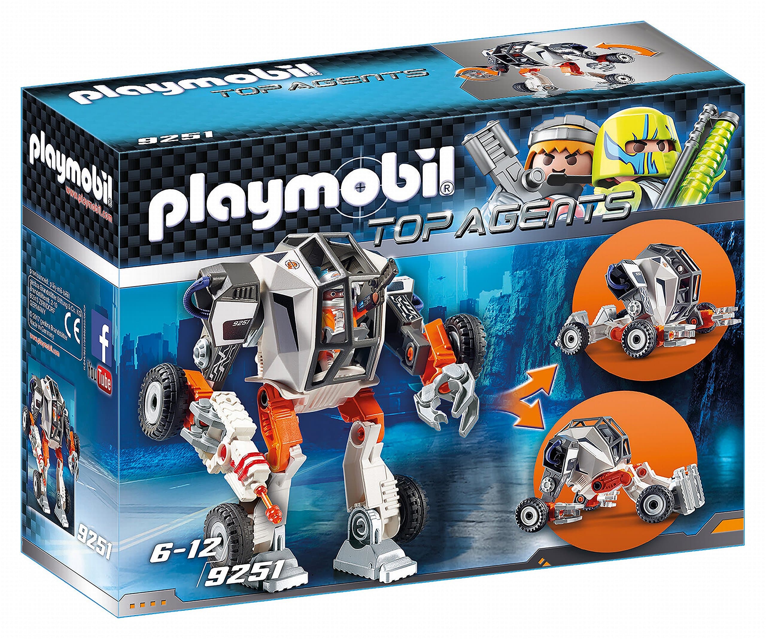 PlayMOBIL 9251 Top Agents Agent T.E.C.s' Robot with Transforming Function, Fun Imaginative Role-Play, PlaySets Suitable for Children Ages 4+