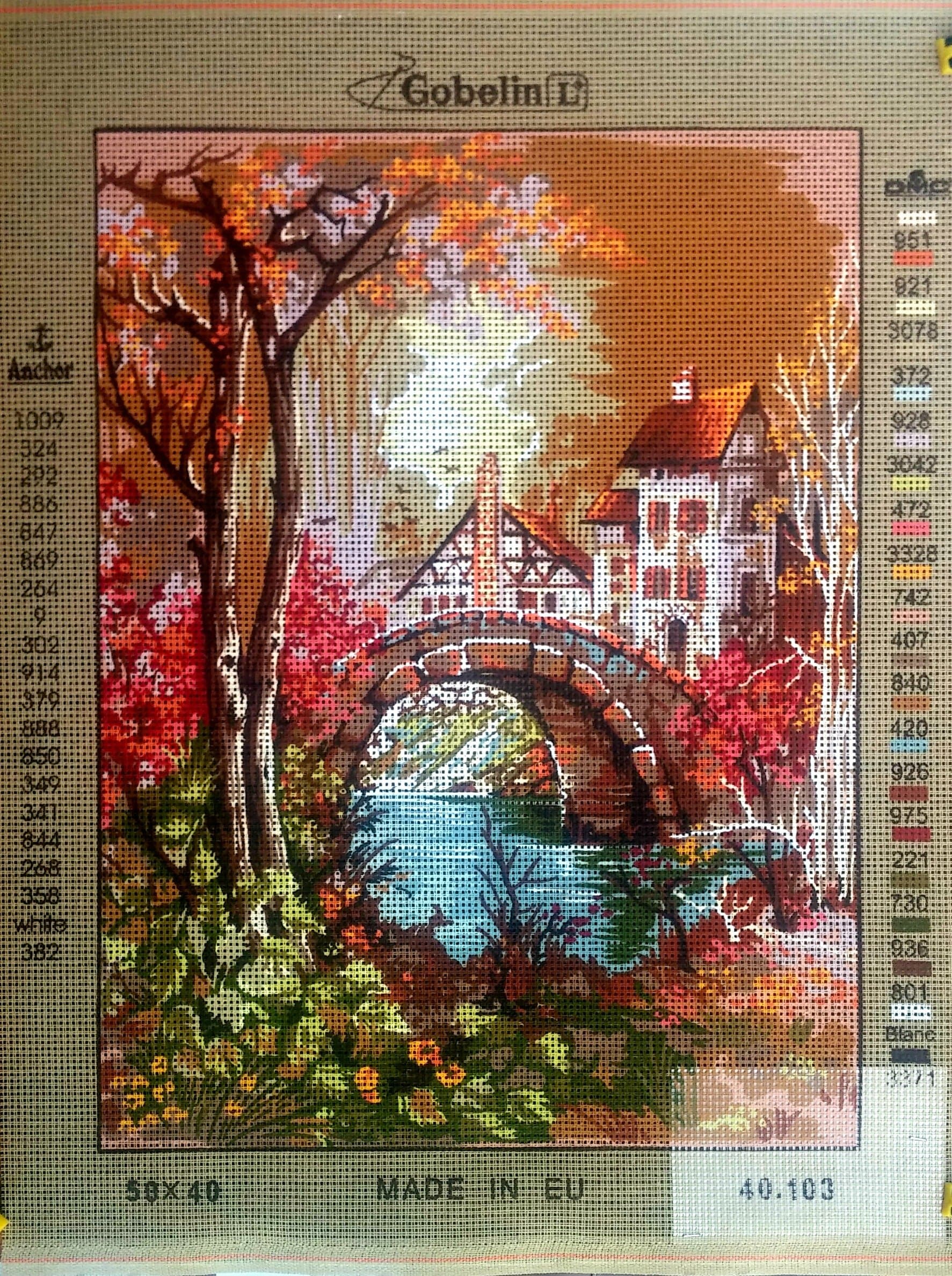 Needlepoint Painted Canvas Counted Cross Stitch Tapestry Gobelin - Landscape. 20"x16" 40.103 by Gobelinl