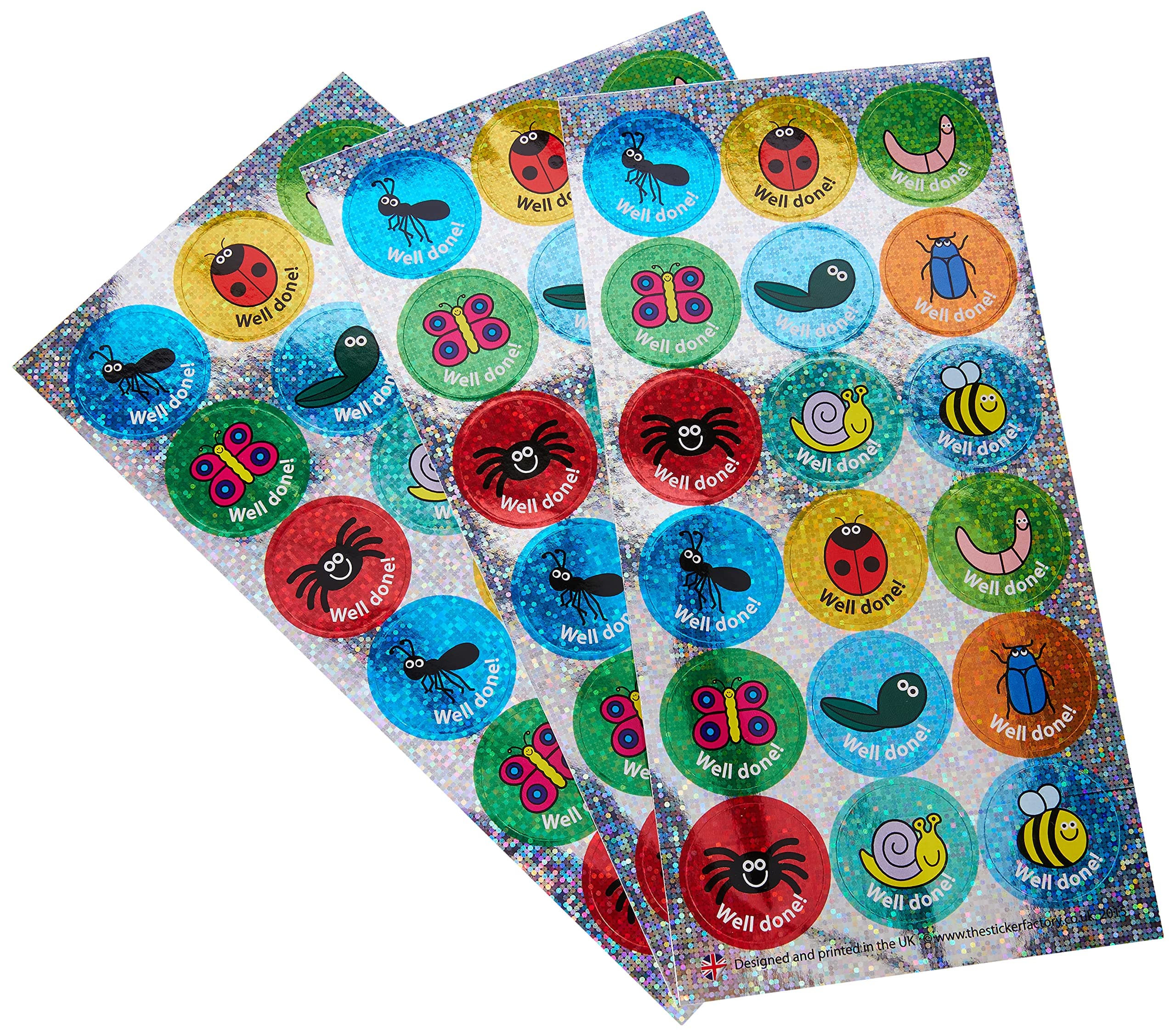 The Sticker Factory 28 mm Minibeasts - Well Done! Sparkly Reward Sticker (Pack of 54)