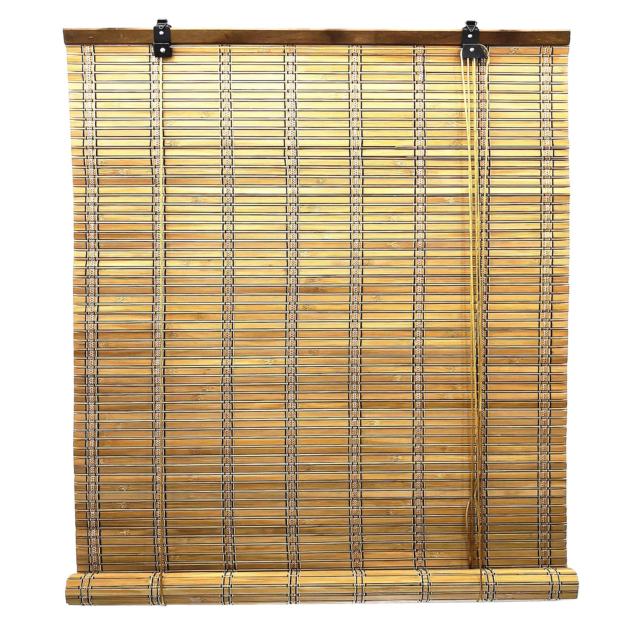 Wooden roller blinds/Vertical blackout blinds/Bamboo venetian blinds with Side Pull for Windows and Doors (60 x 175 cm (23.6" x 68.9"), Brown)