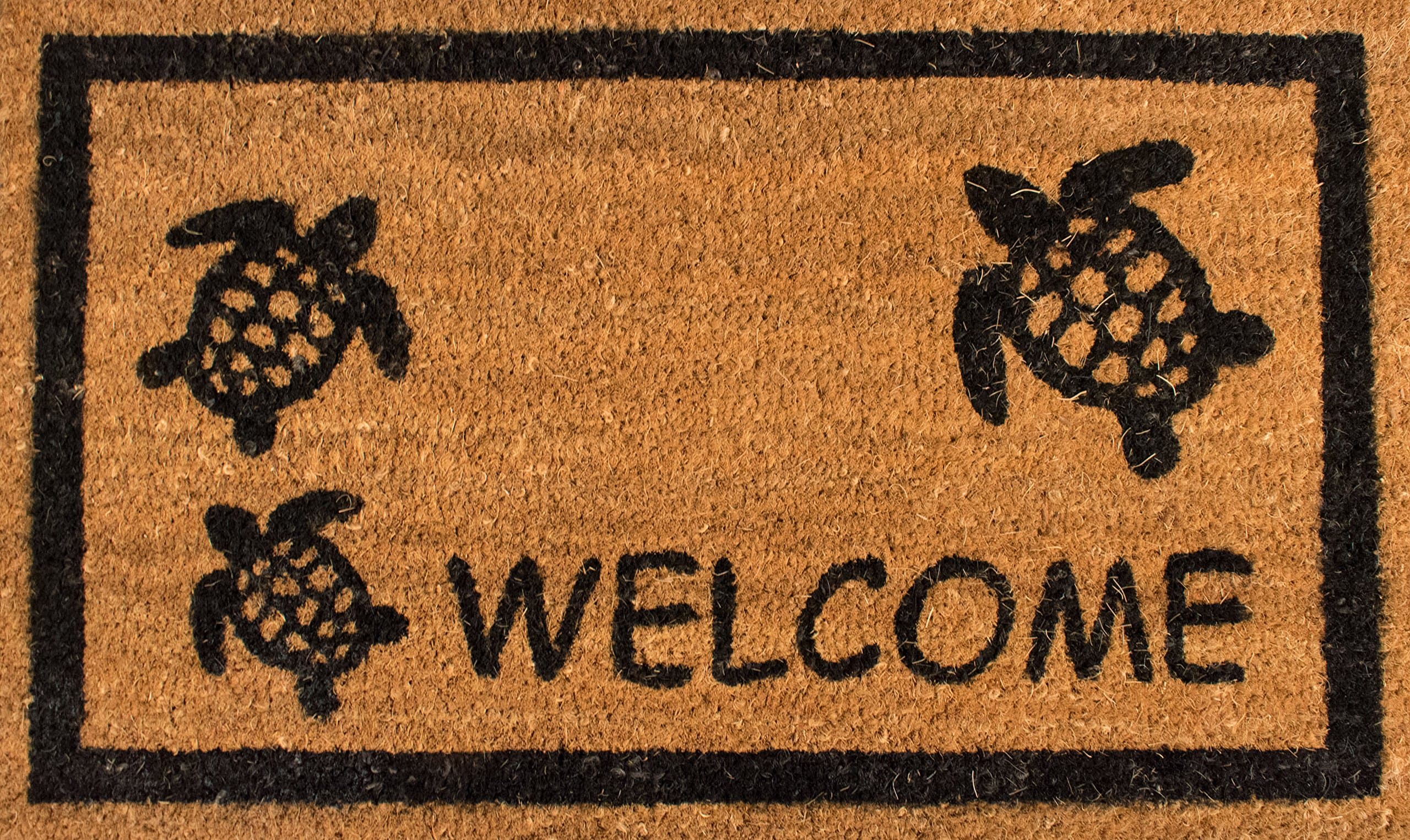 Turtle Welcome Mat, Coir Fiber with anti-slip PVC backing, 17.75"x 29.75"