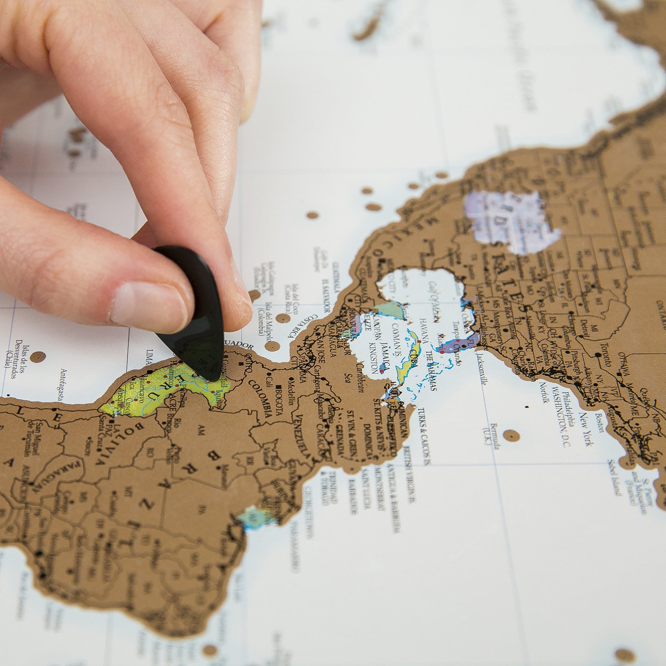 Map Scratch Off World Poster, Beautifully Detailed Cartography w US States, Personalized Travel Tracker To Inspire Your Traveling! Awesome Gift For Travelers! W Bonuses, A2 size, Rose Gold by TOMOJO