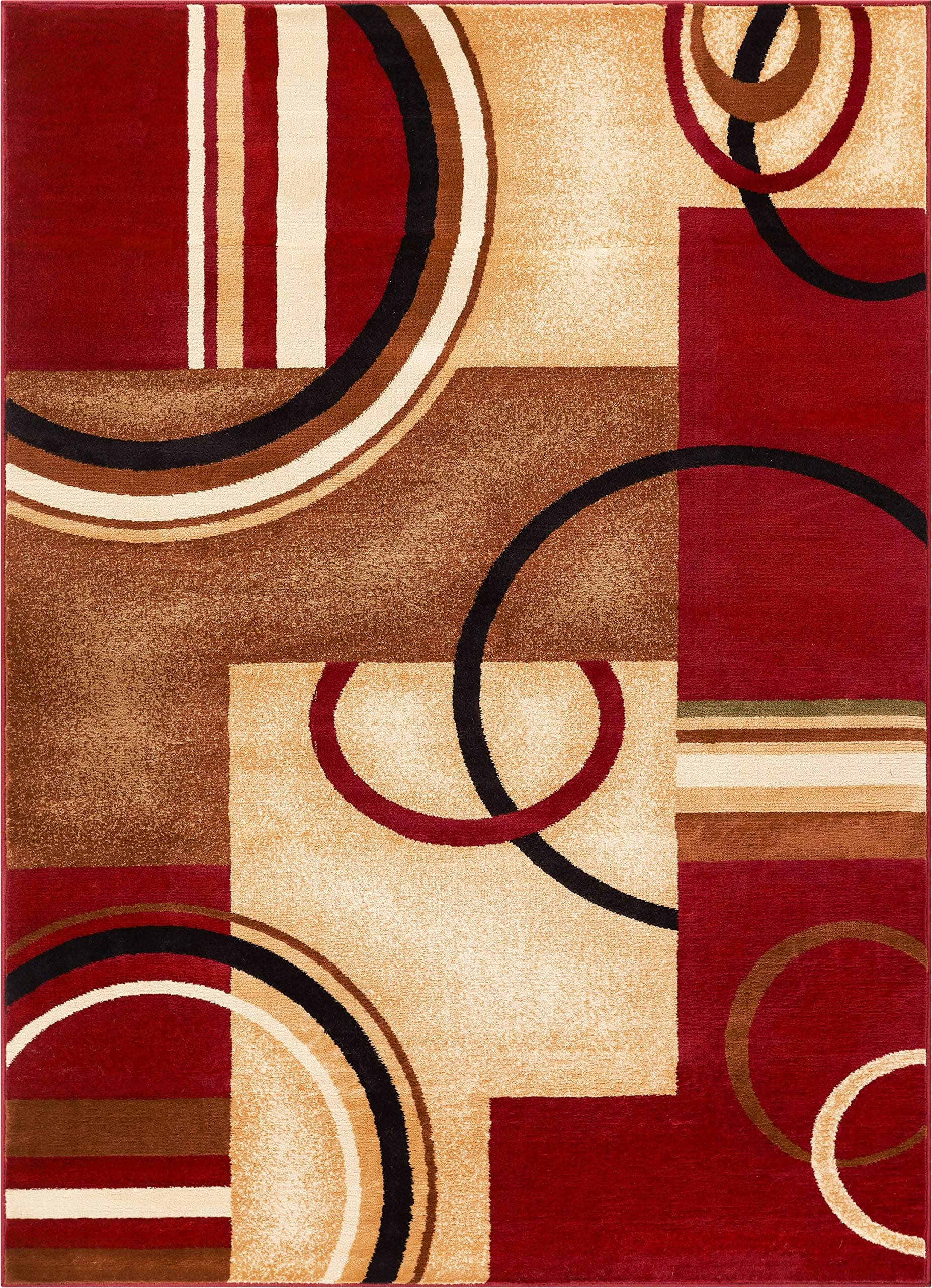 Well Woven Barclay Arcs & Shapes Red Modern Geometric 5'3" x 7'3" Area Rug