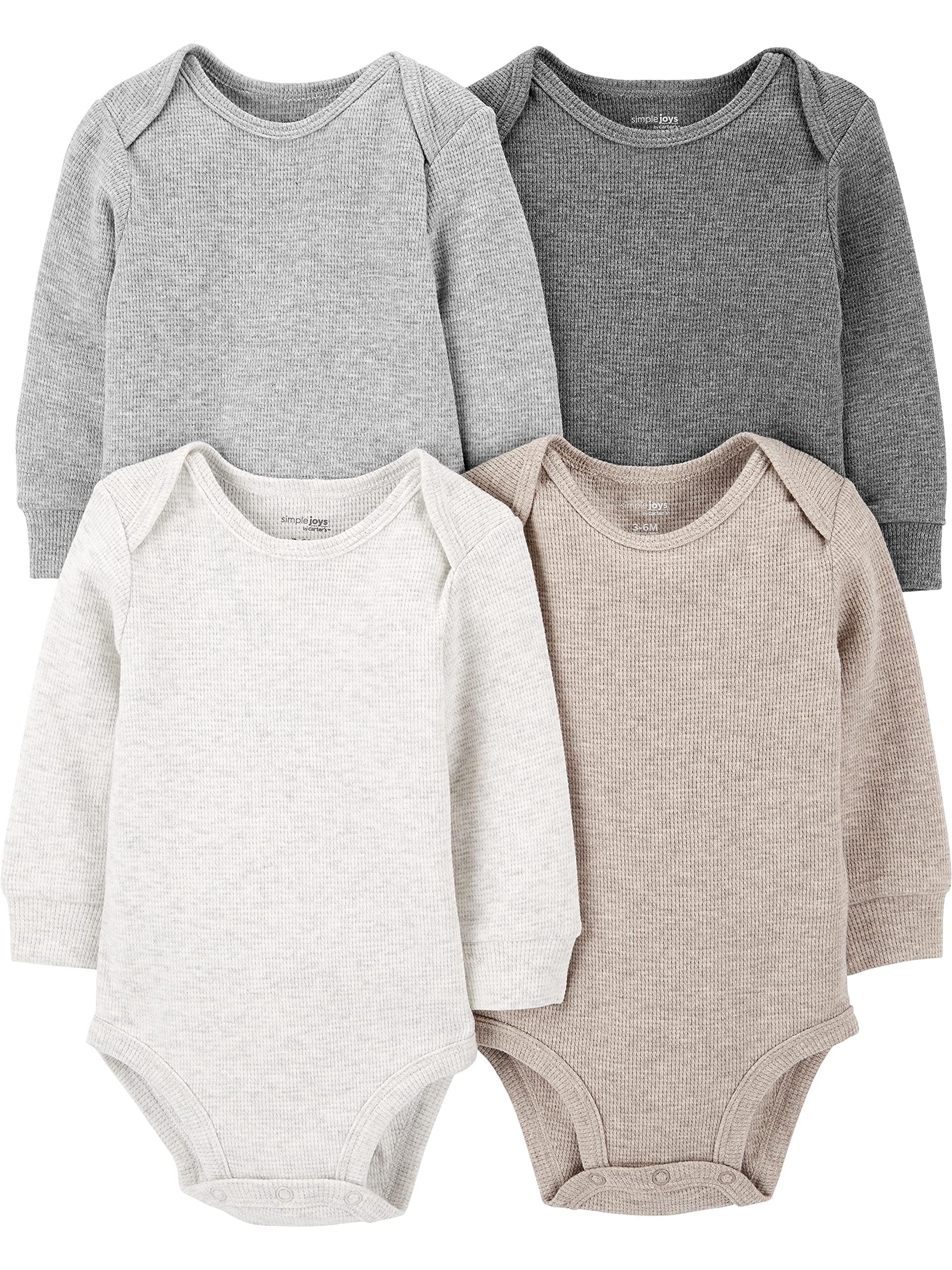 Baby 4-pack Soft Thermal Long Sleeve Bodysuits