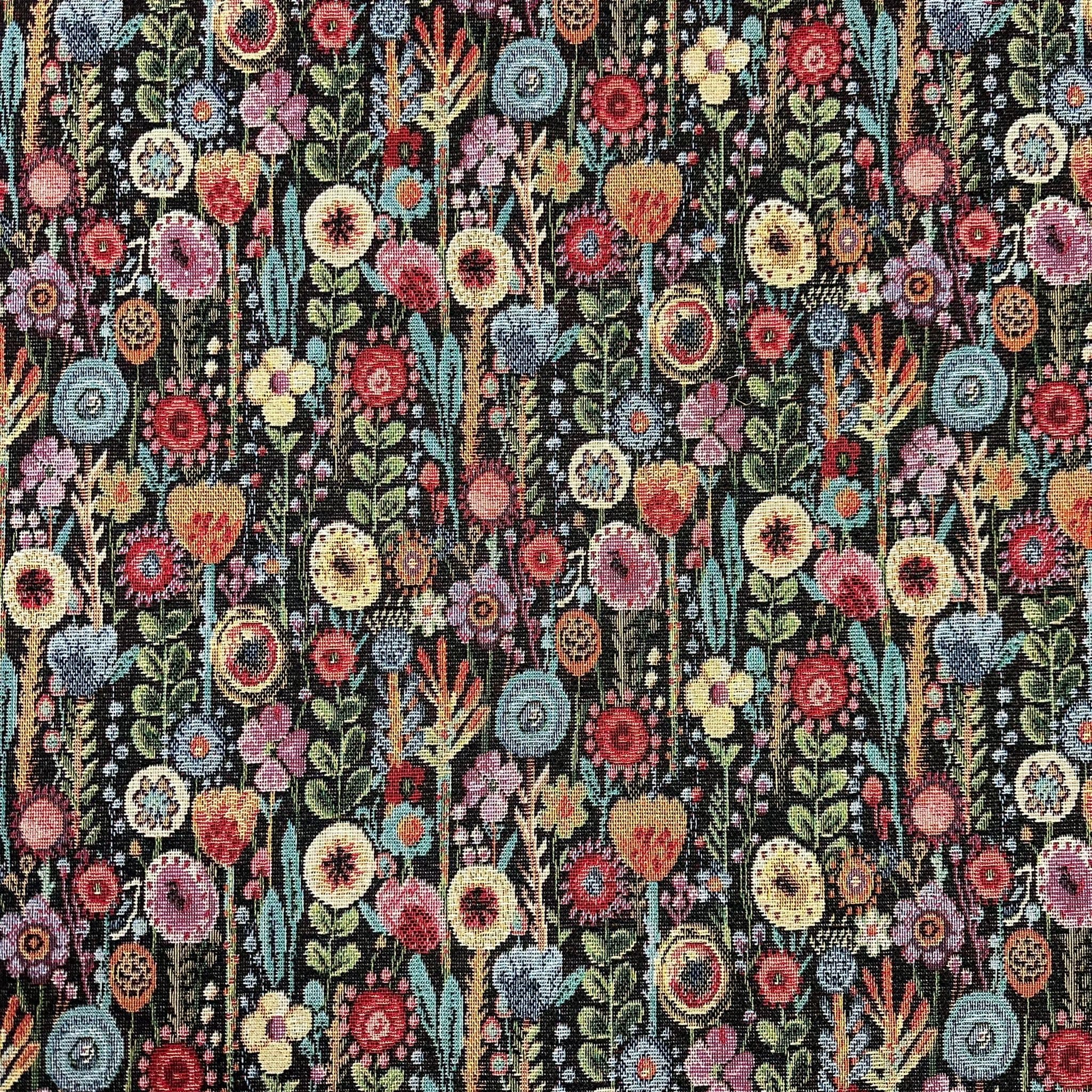 Kew Gardens Black Luxury Weight Tapestry Upholstery Fabric 54" Wide See Our Video - ONE METRE