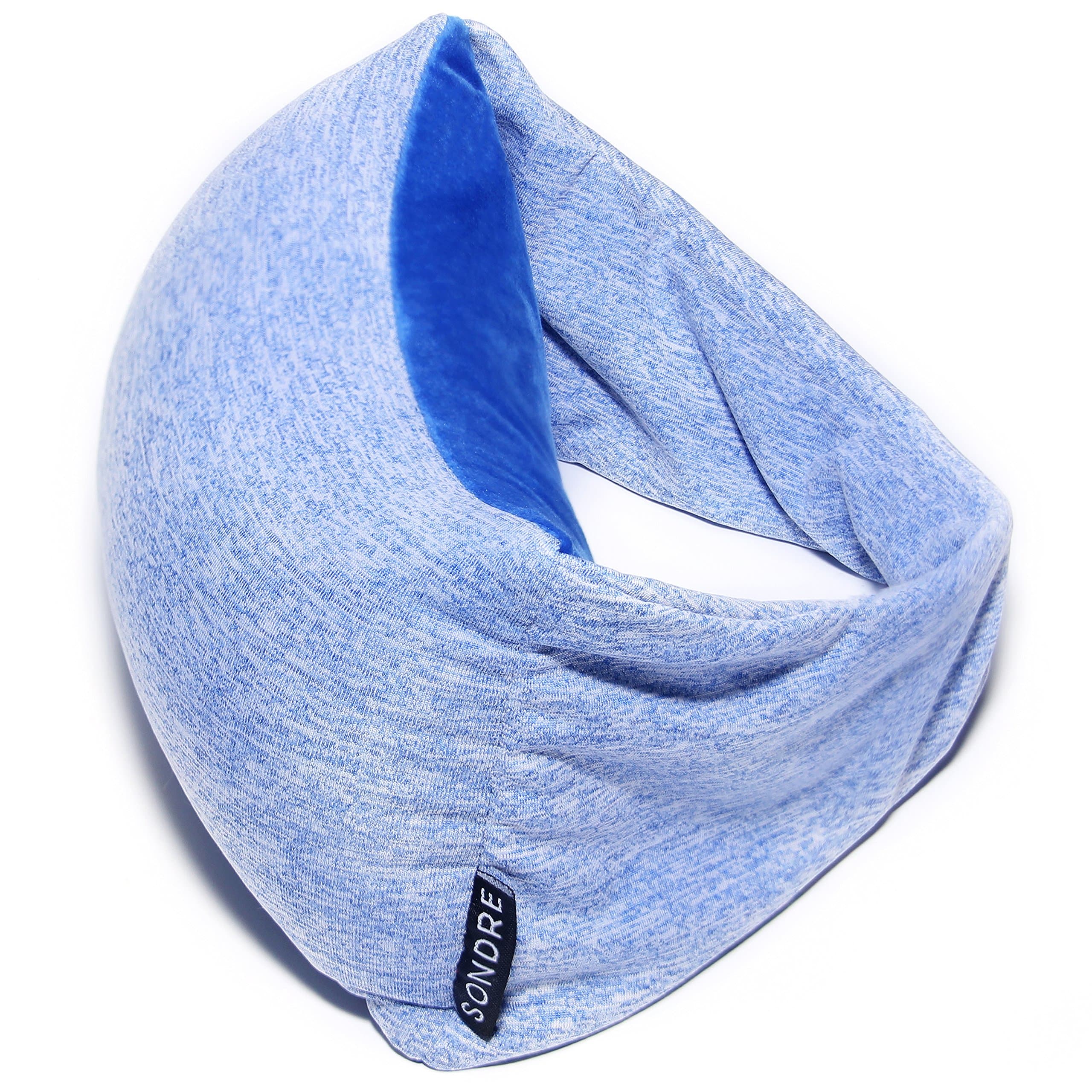 Voyage Pillow (Kickstarter Authentic) - 2 in 1 Travel Pillow and Eye Mask - Compact and Versatile Travel Pillow for Airplanes, Cars, Office Naps, Camping, Trains (Ocean Blu)