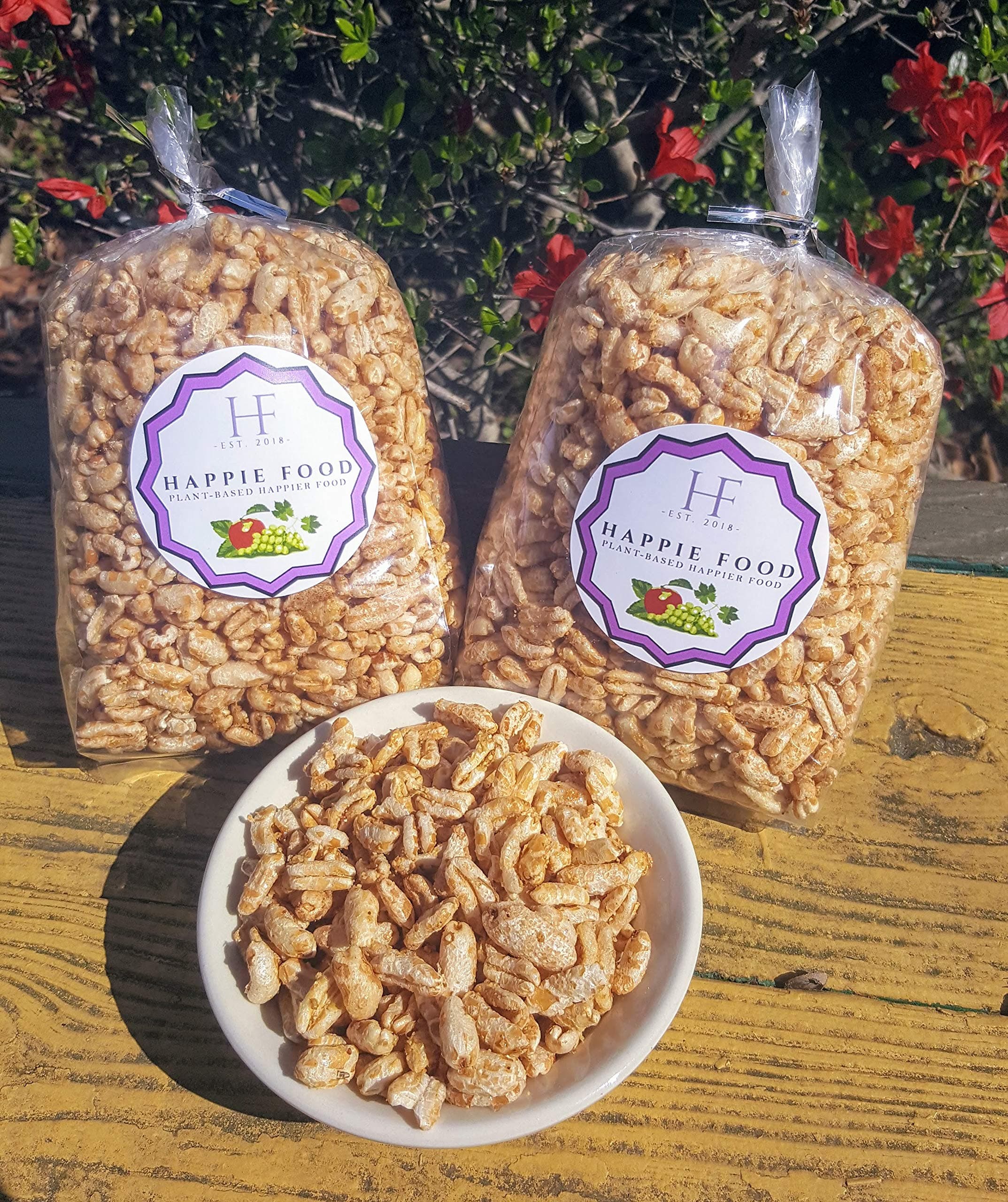 Happie Food Organic Puffed Kamut - A Healthier Popcorn Alternative - VEGAN - ( 100% ORGANIC, 100% PLANT-BASED & Non- GMO) - Naturally Good and Good For You (Klassic)