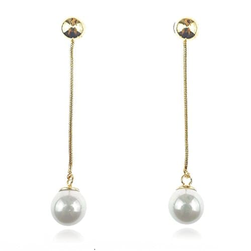 Ehvan® (MADE IN ES ) Women's Pendule pearl Series All starts String latin Vintage Royal & classic Queen Drop Earring, L 6CM Golden