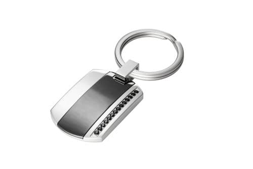DOOSTI Stainless Steel Key Ring Pendant Inset with Black Ceramic - FREE ENGRAVING Incl