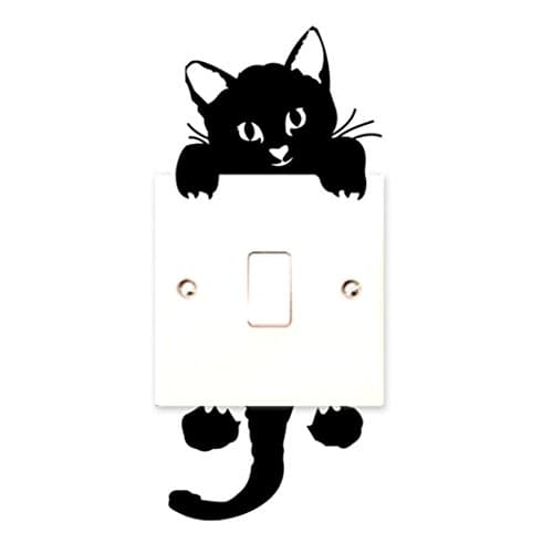 Black Cat Light Switch Stickers, Eenkula Cute Wall Decals for Nursery Room or Bedroom