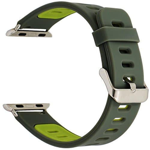 Apple Watch starp , Elespoto for Apple Watch Band Series 1 Series 2 Soft Sports Silicone Bracelet Strap Wristband Replacement Watchband with Quick Release for Apple iWatch Sport Band (black red, 42MM) (cyan green, 38MM)