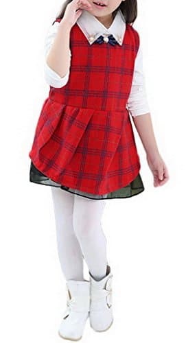 Jixin4you Girl Lace Sleeveless Woolen Weskit Party Dress Red Asia 120 Bust 68cm