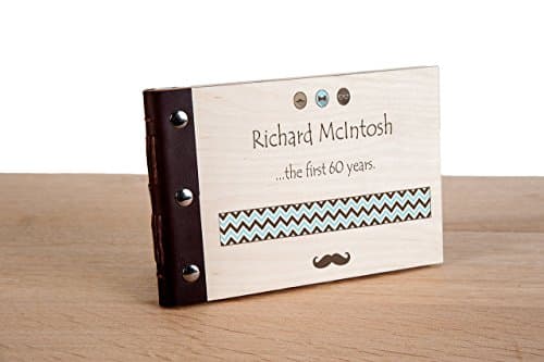 60th Birthday Personalised Wood Bound Photo Album, Memories, Guest Book, Leather Bound, Scrap Book