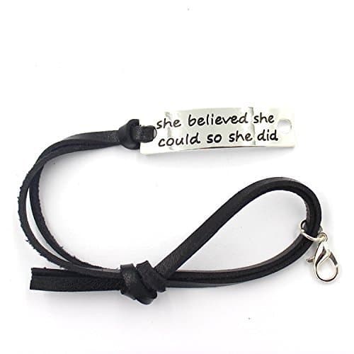 Charming Life She Believed She Could So She Did Inspirational Leather Bracelet