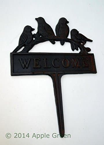 Birds on a Branch - Welcome Garden Sign Spike - brown